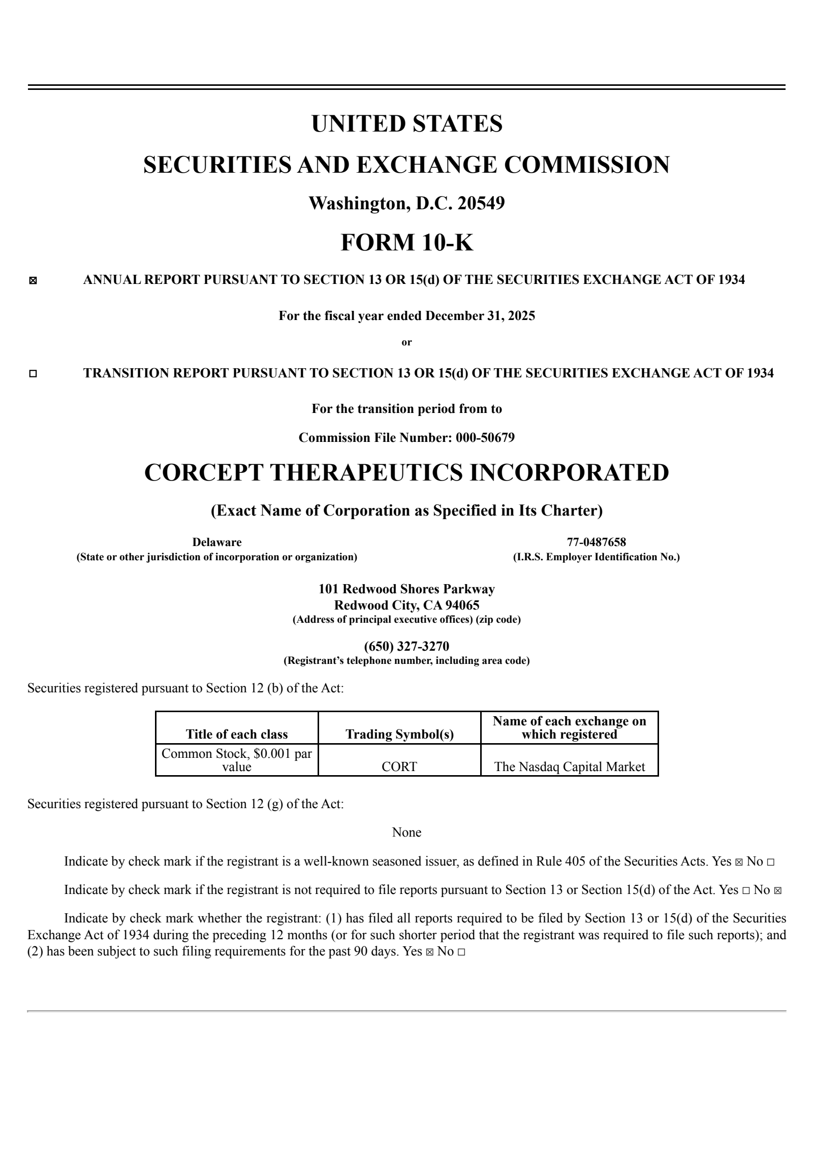 Corcept Therapeutics' Q4 2025 Annual report
