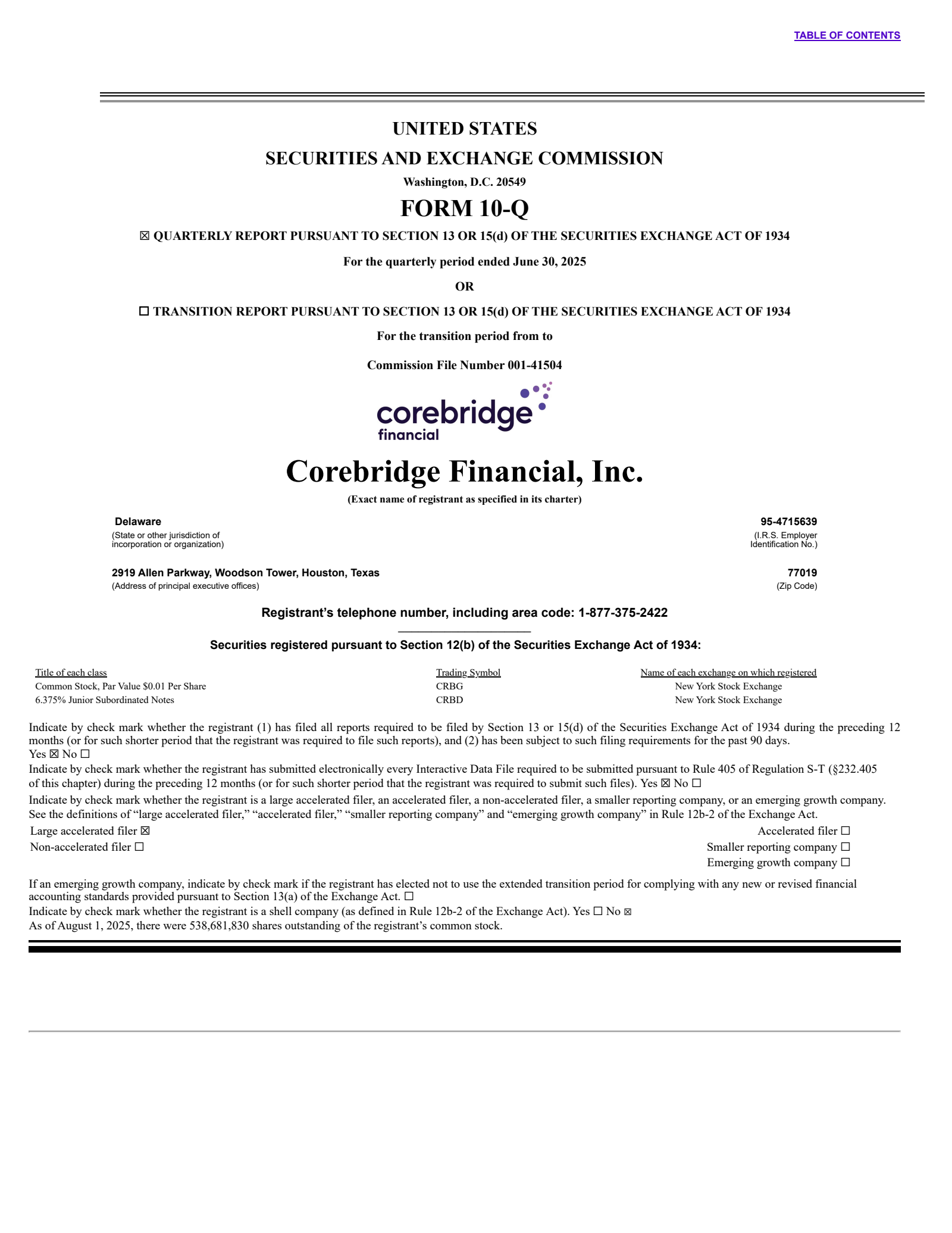Corebridge Financial's Q2 2025 Quarterly Report