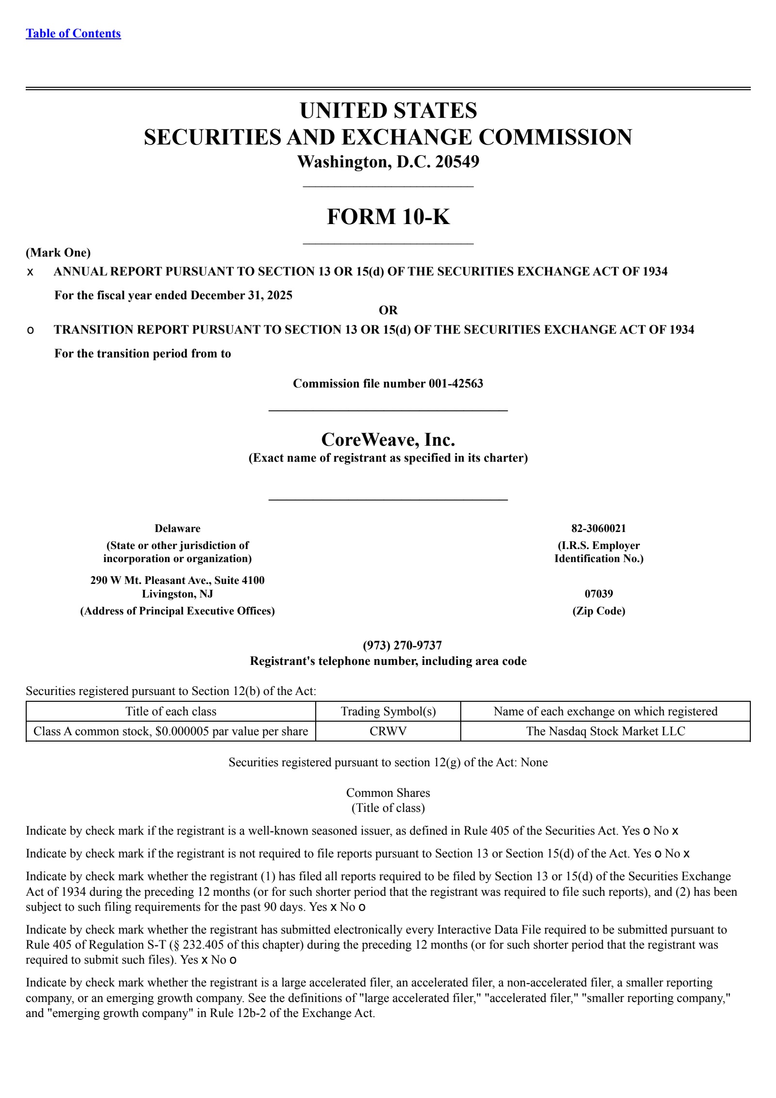 CoreWeave's Q4 2025 Annual report
