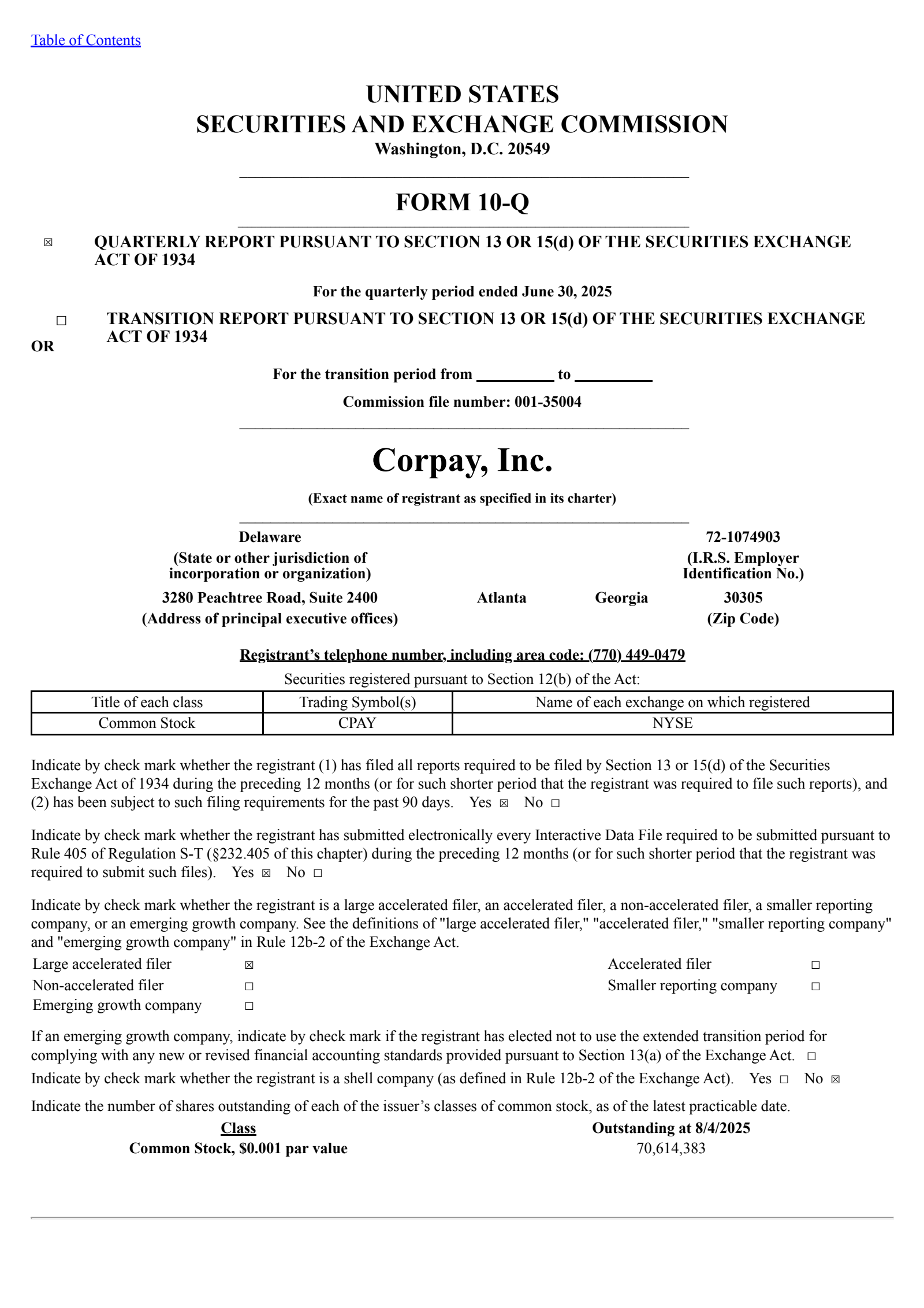 Corpay's Q2 2025 Quarterly report