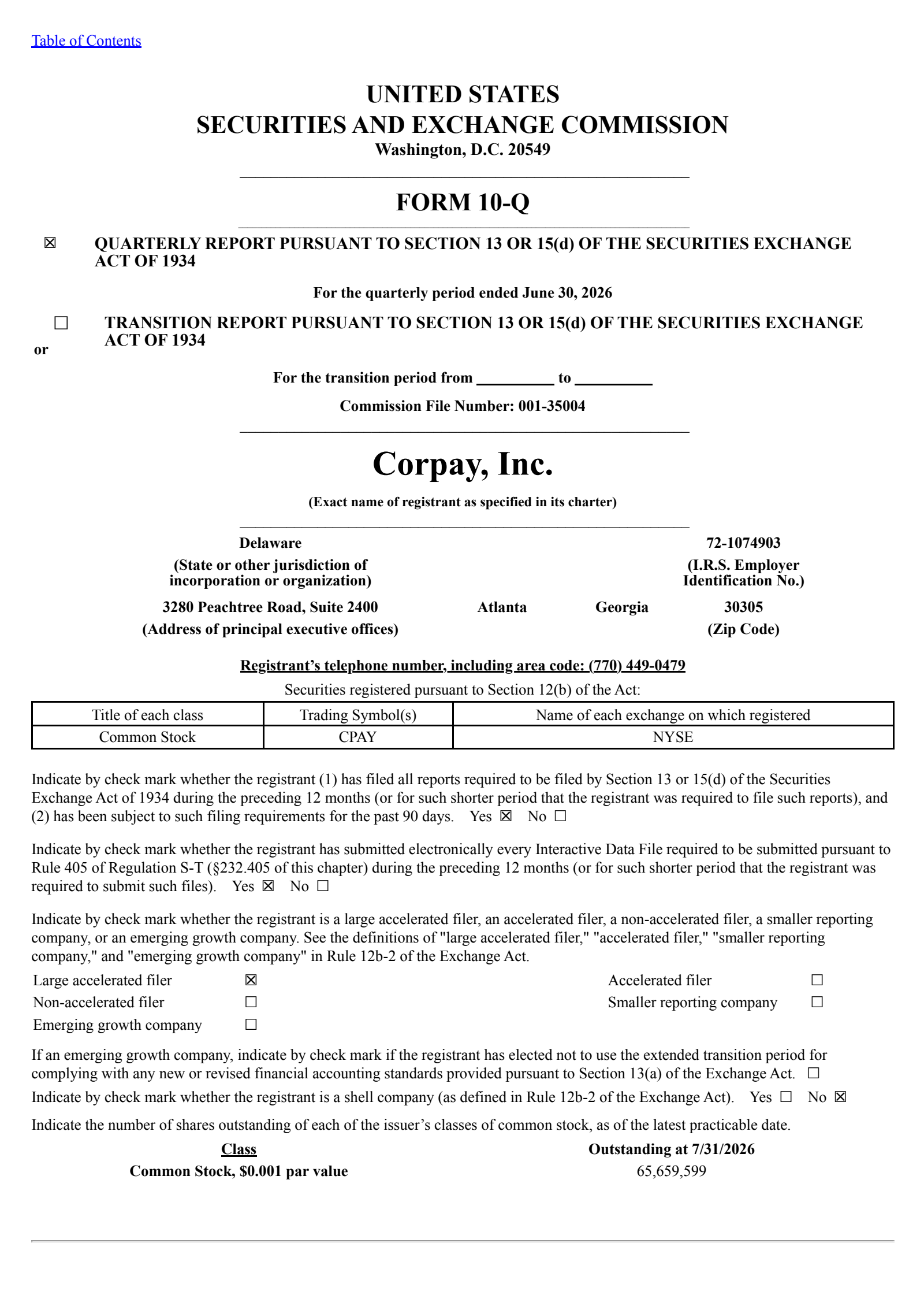 Corpay's Q2 2026 Quarterly report