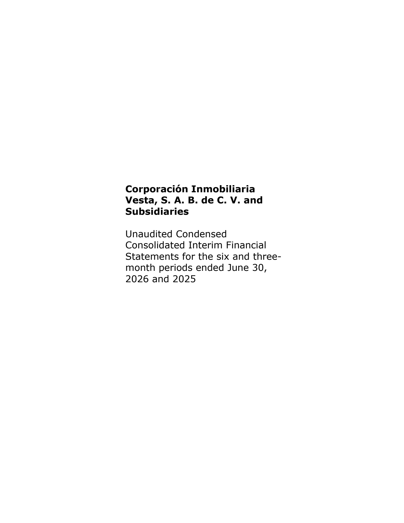 Corporacion Inmobiliaria Vesta's Q2 2026 Interim report