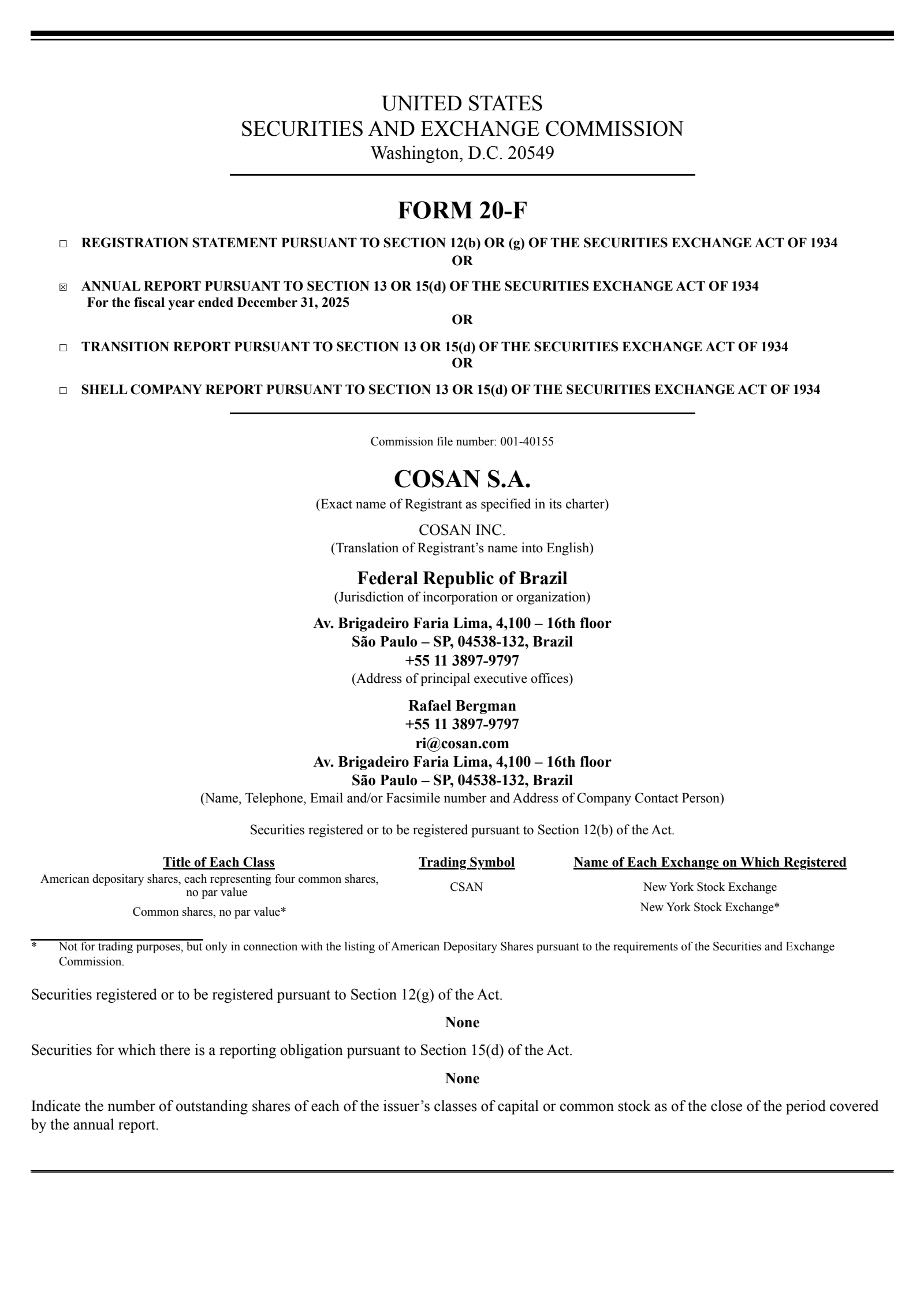 Cosan's Q4 2025 Annual report