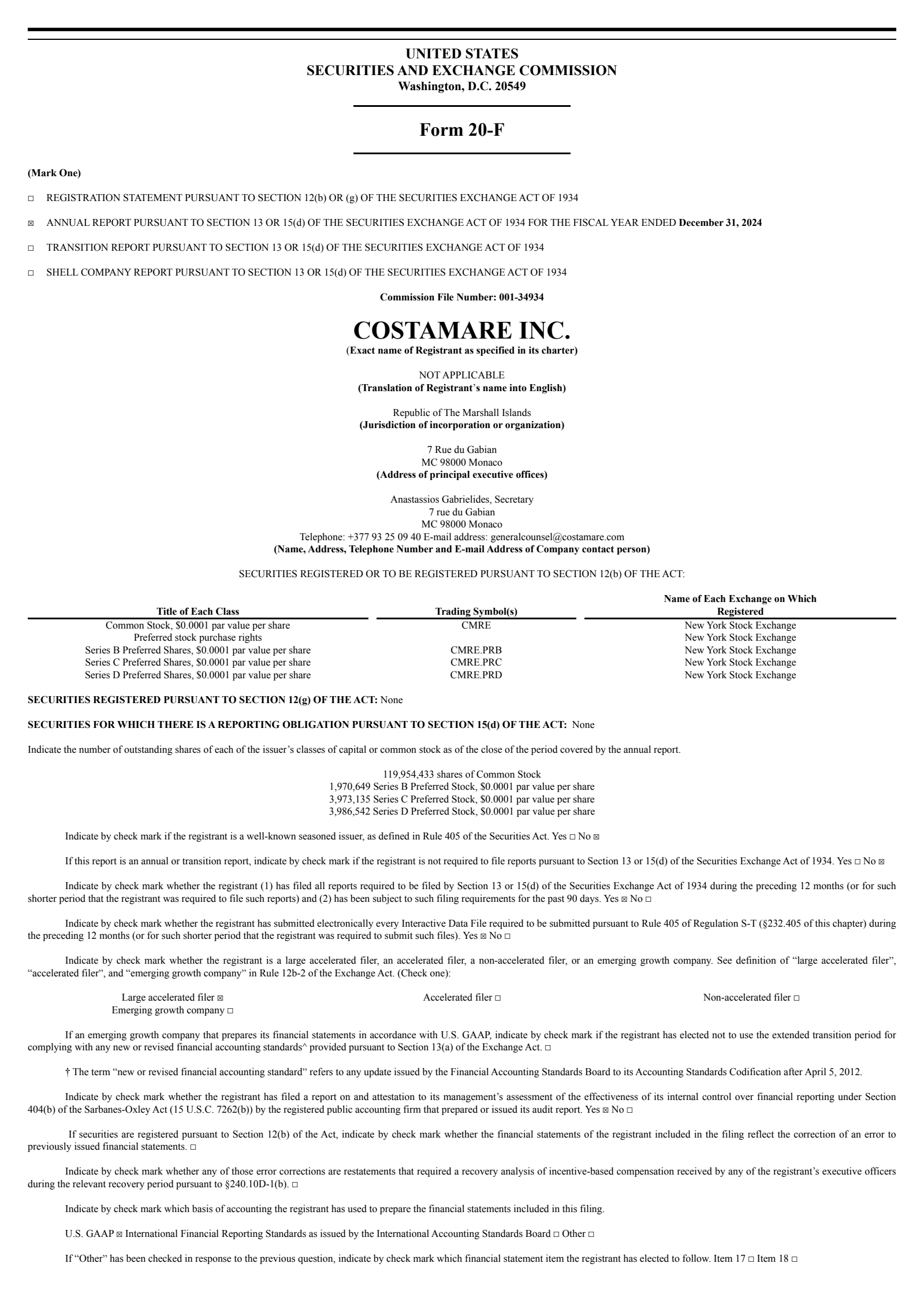 Costamare's Q4 2024 Annual Report