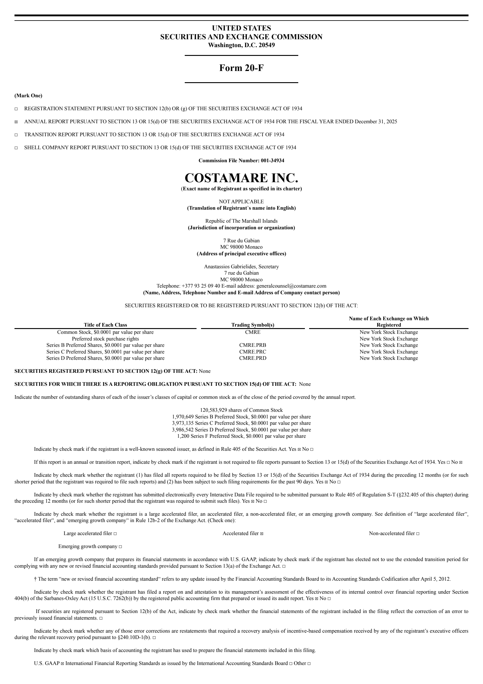 Costamare's Q4 2025 Annual report