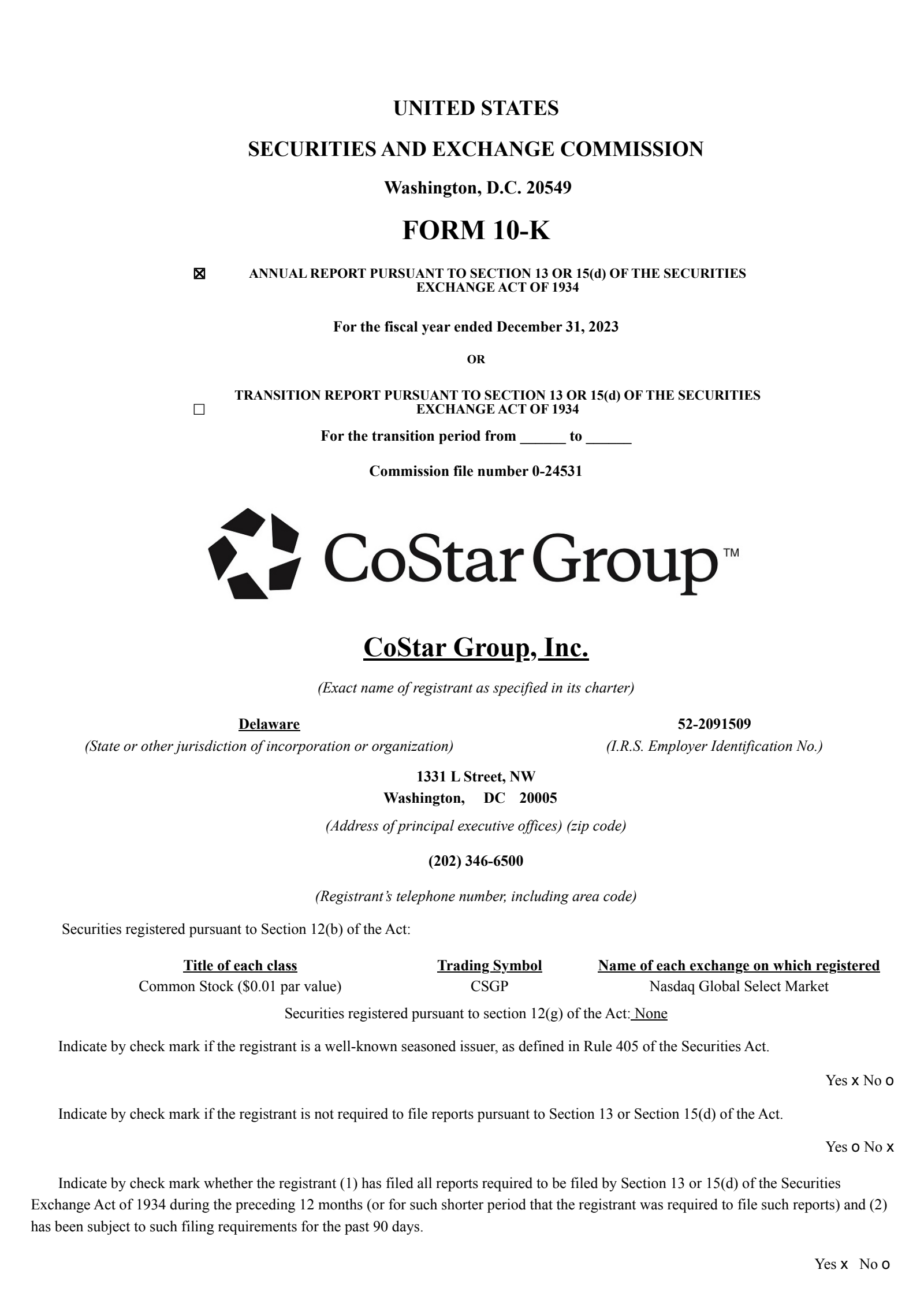 Costar Report CSGP Q4 2023 Earnings Report on 2/20/2024