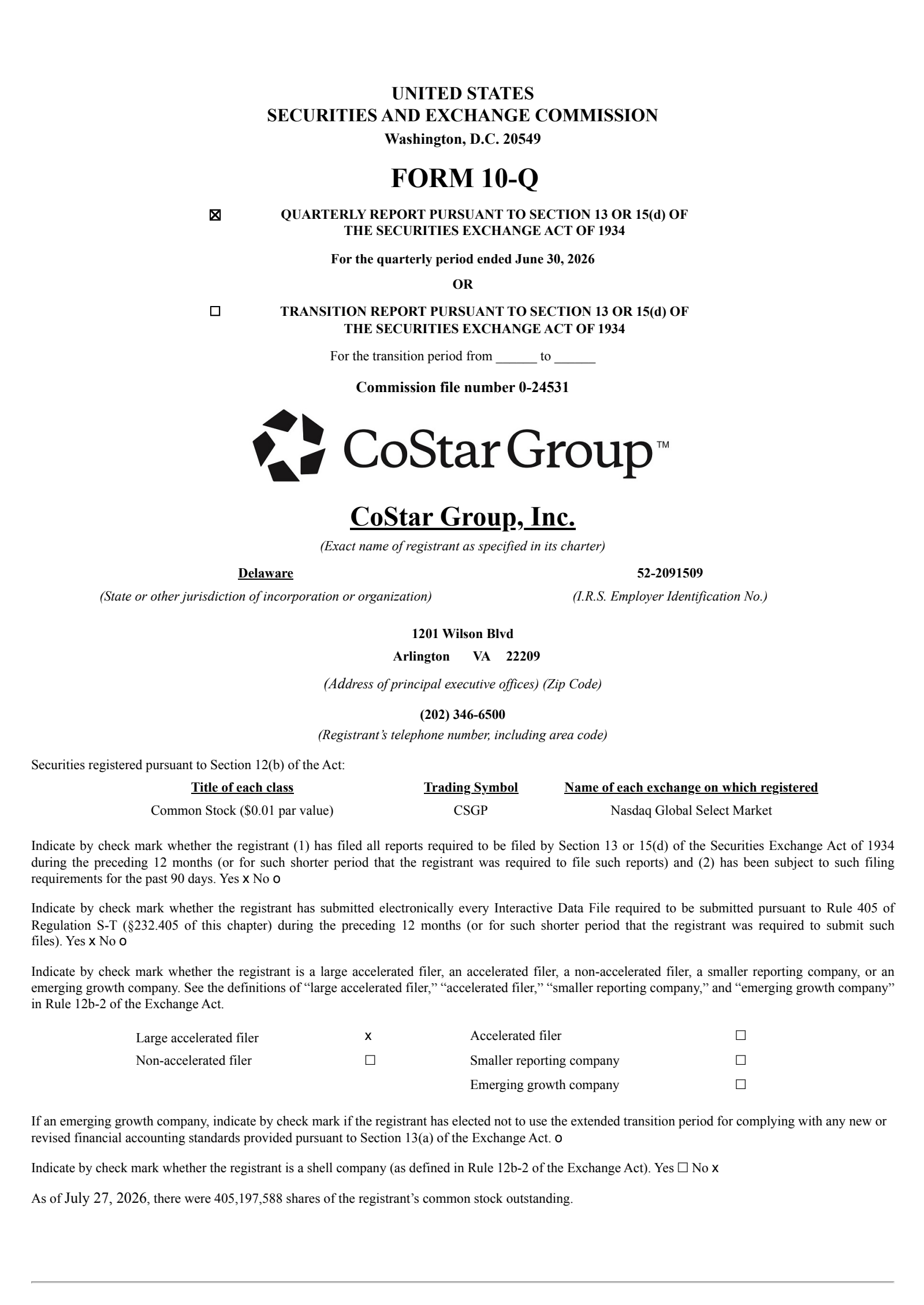 CoStar Group's Q2 2026 Quarterly report