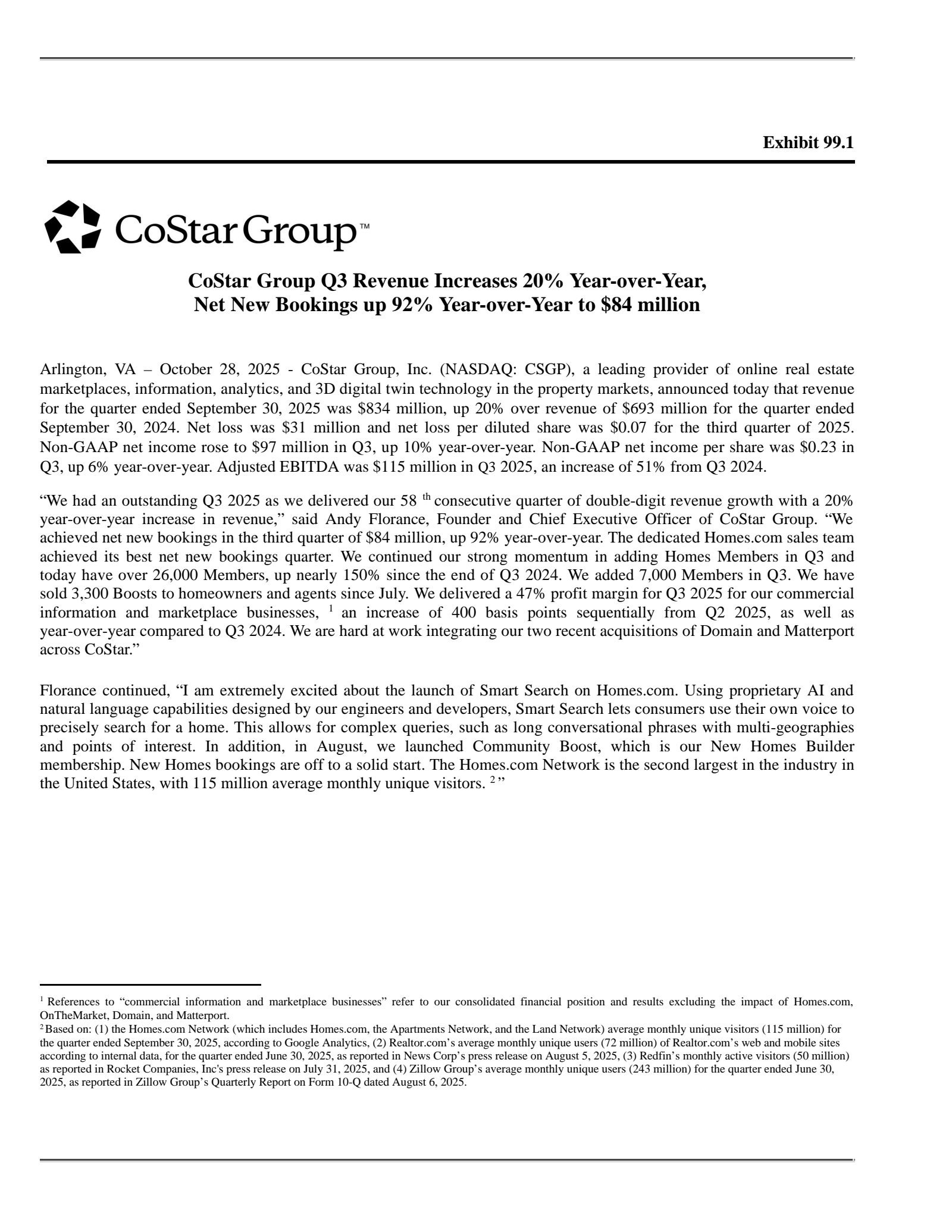 CoStar Group's Q3 2025 Earnings Release
