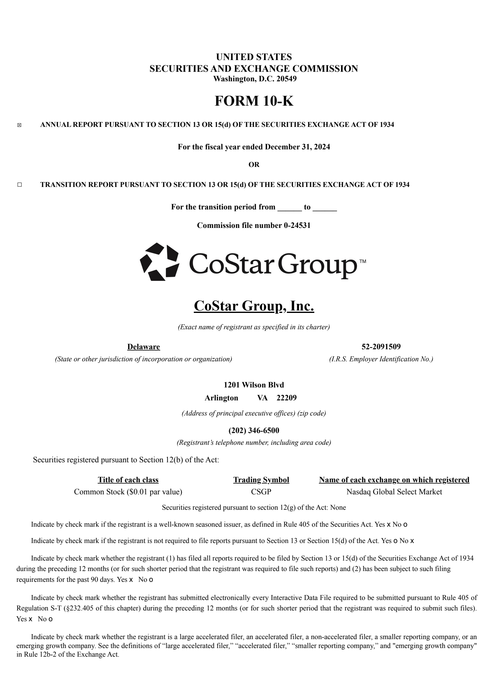 Costar Report CSGP Q4 2024 Earnings Report on 2/18/2025