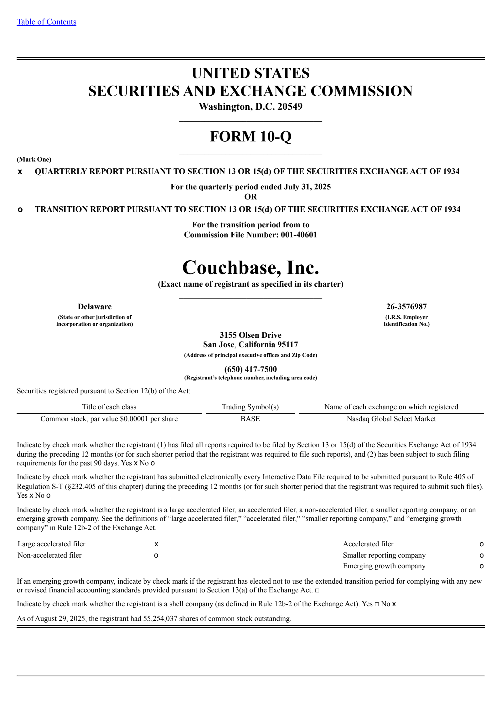 Couchbase's Q2 2026 Quarterly report