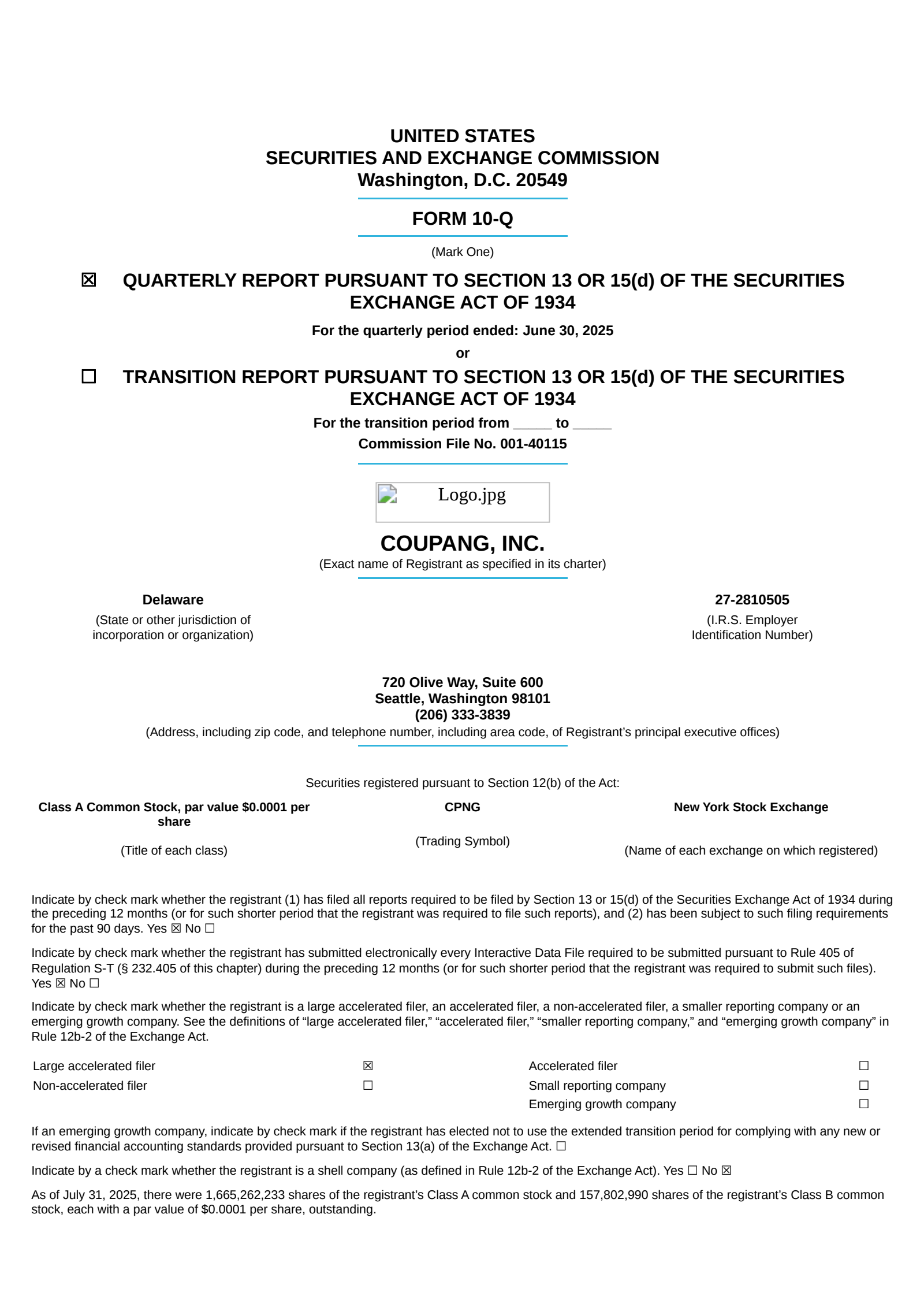 Coupang's Q2 2025 Quarterly report