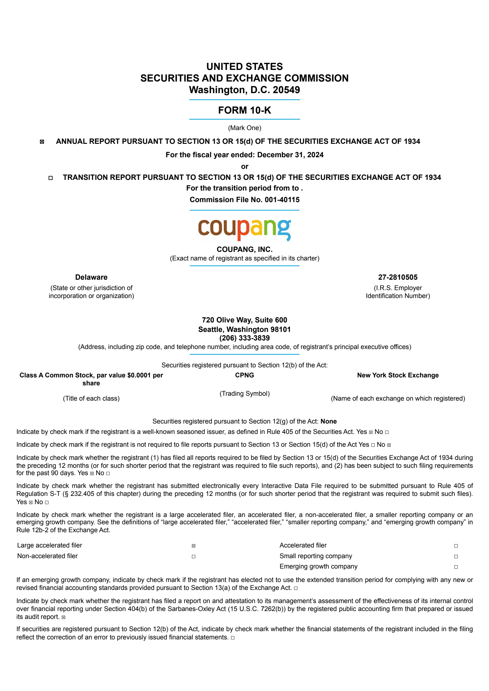 Coupang's Q4 2024 Annual report