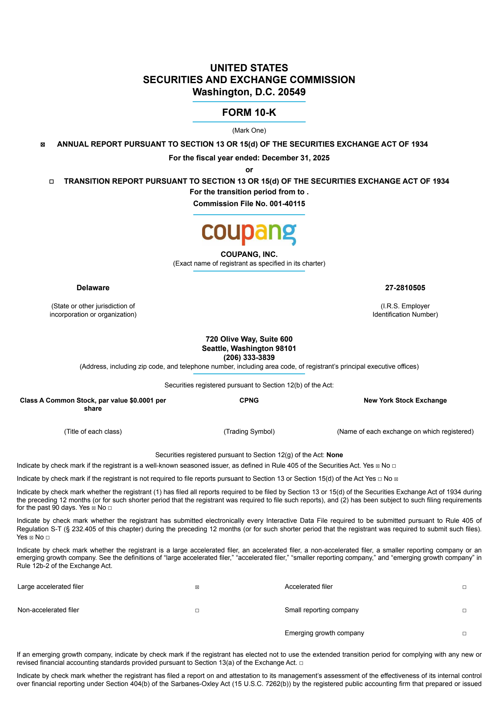 Coupang's Q4 2025 Annual report