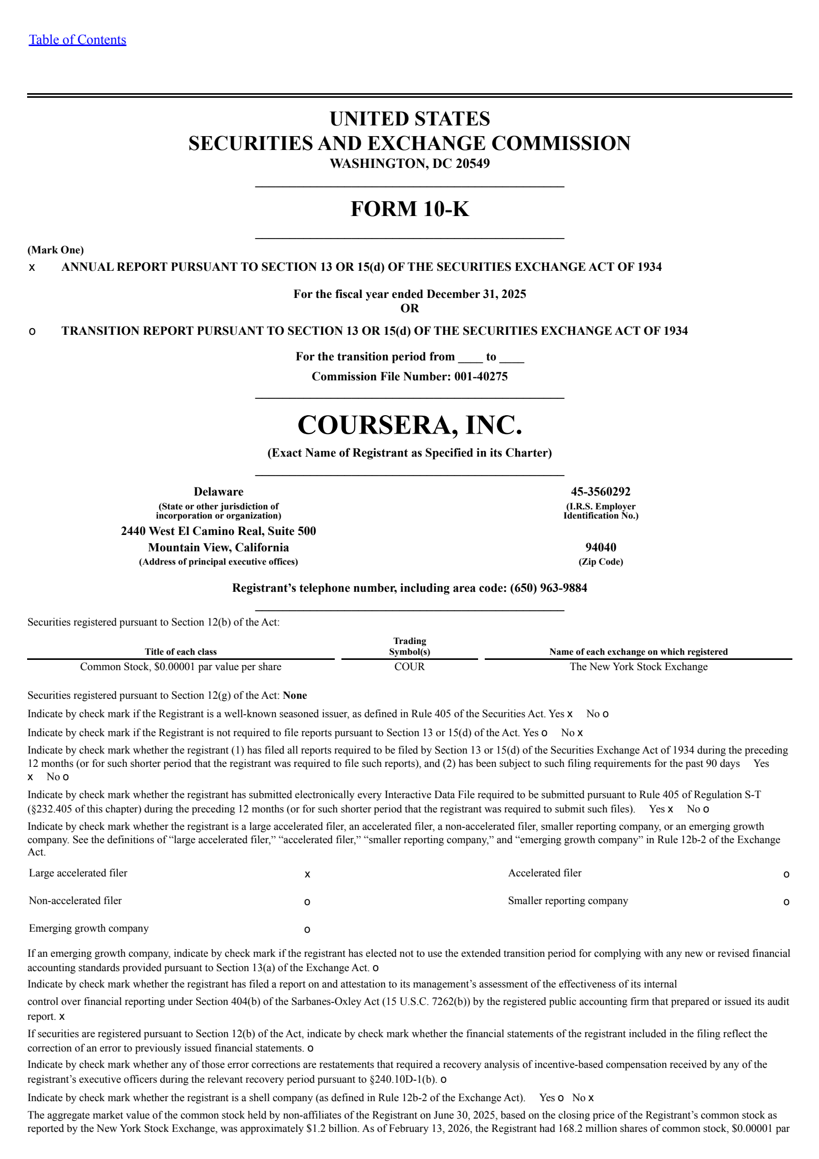 Coursera's Q4 2025 Annual report