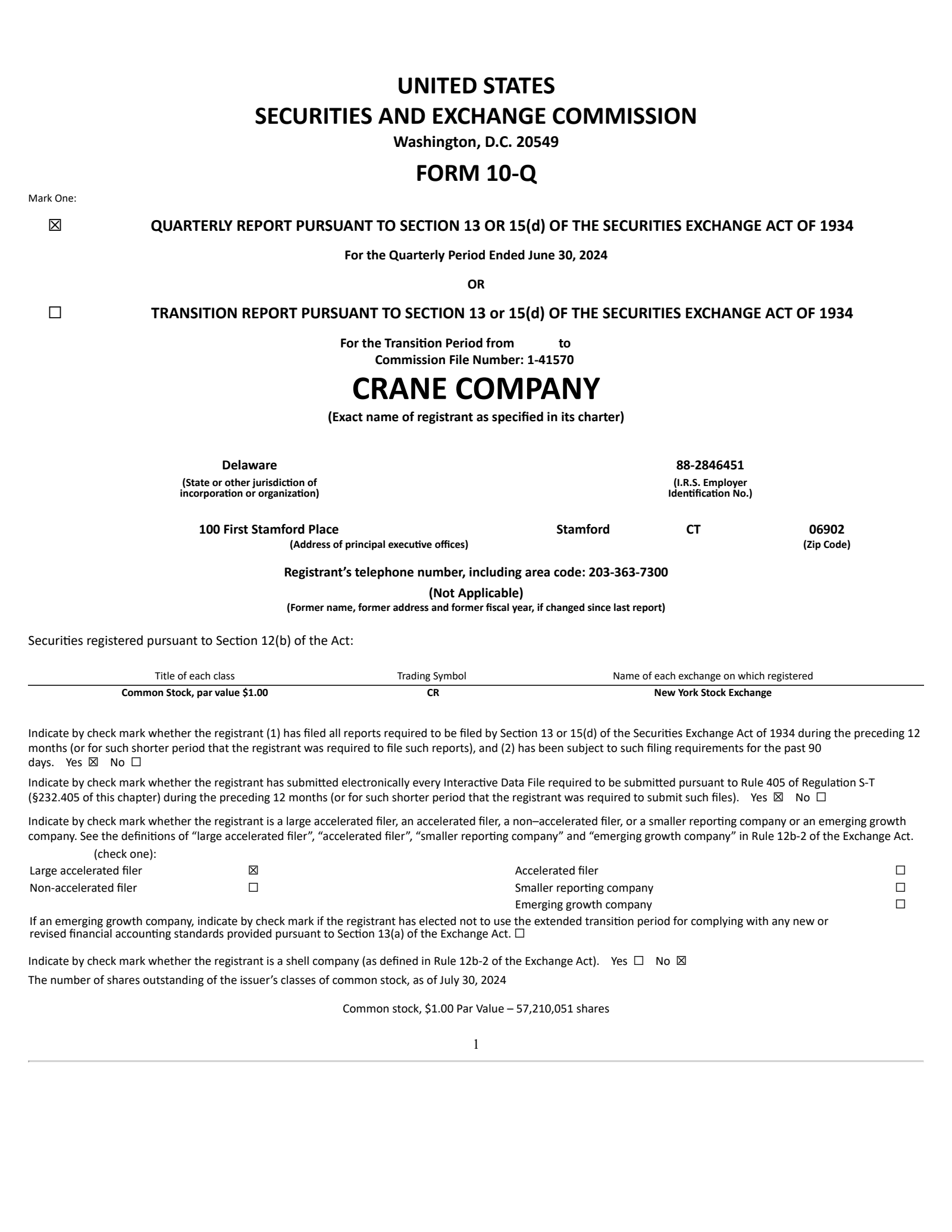 Crane's Q2 2024 Quarterly Report