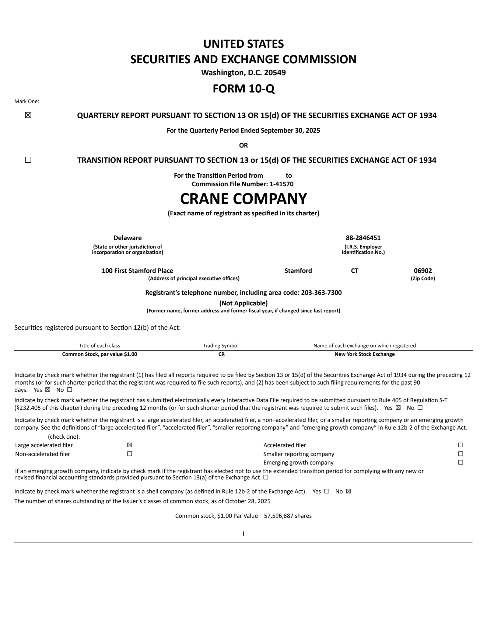 Crane's Q3 2025 Quarterly report