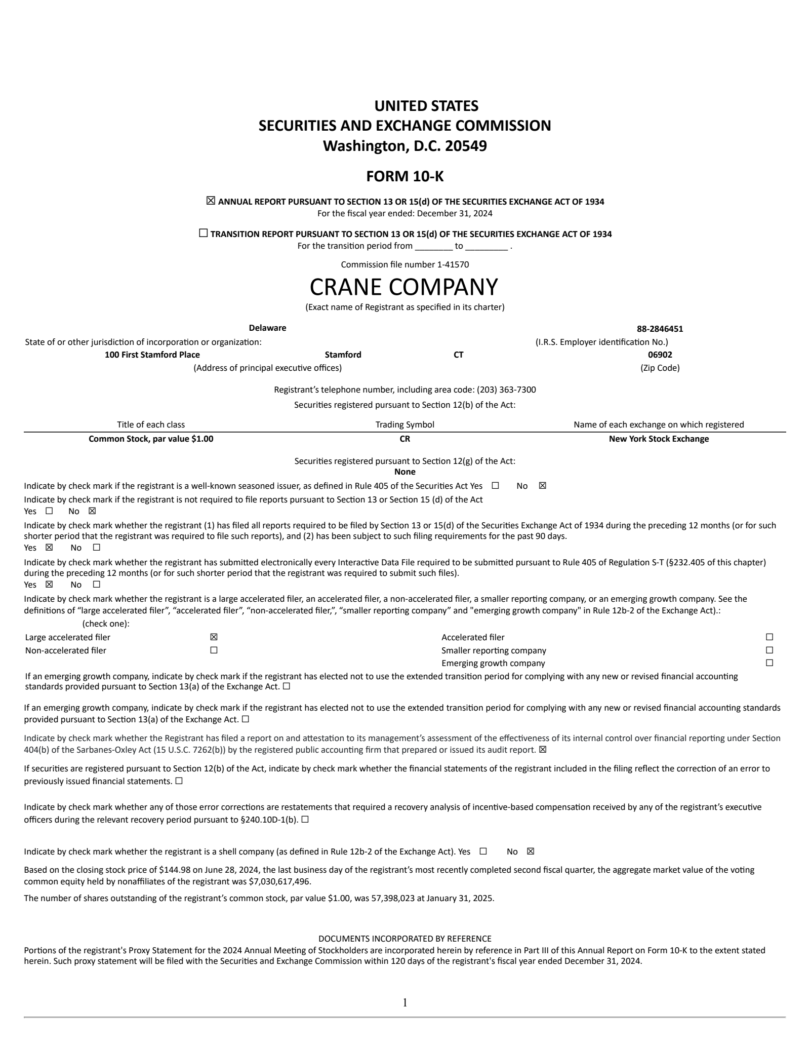 Crane's Q4 2024 Annual Report