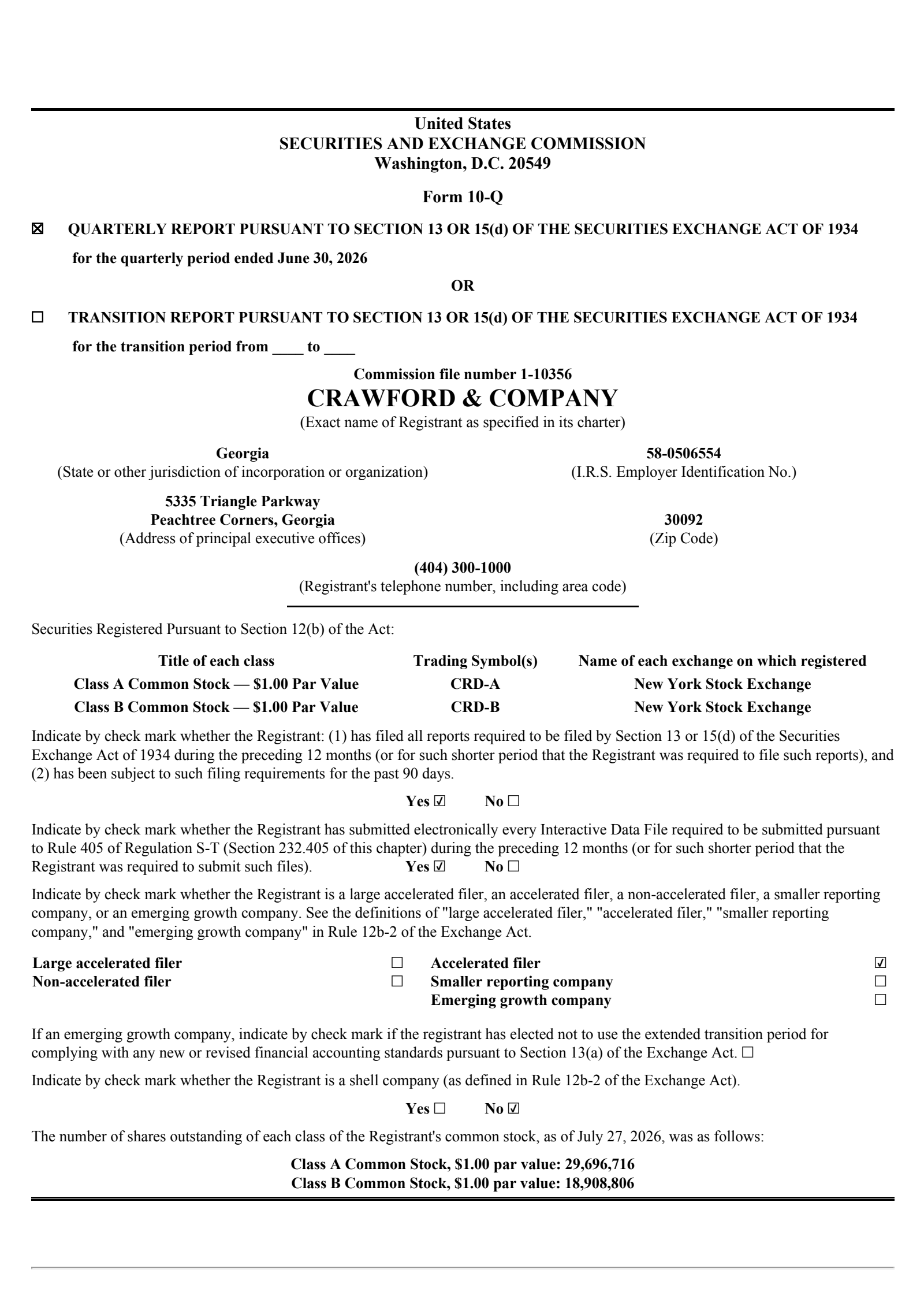 Crawford & Company's Q2 2026 Quarterly report
