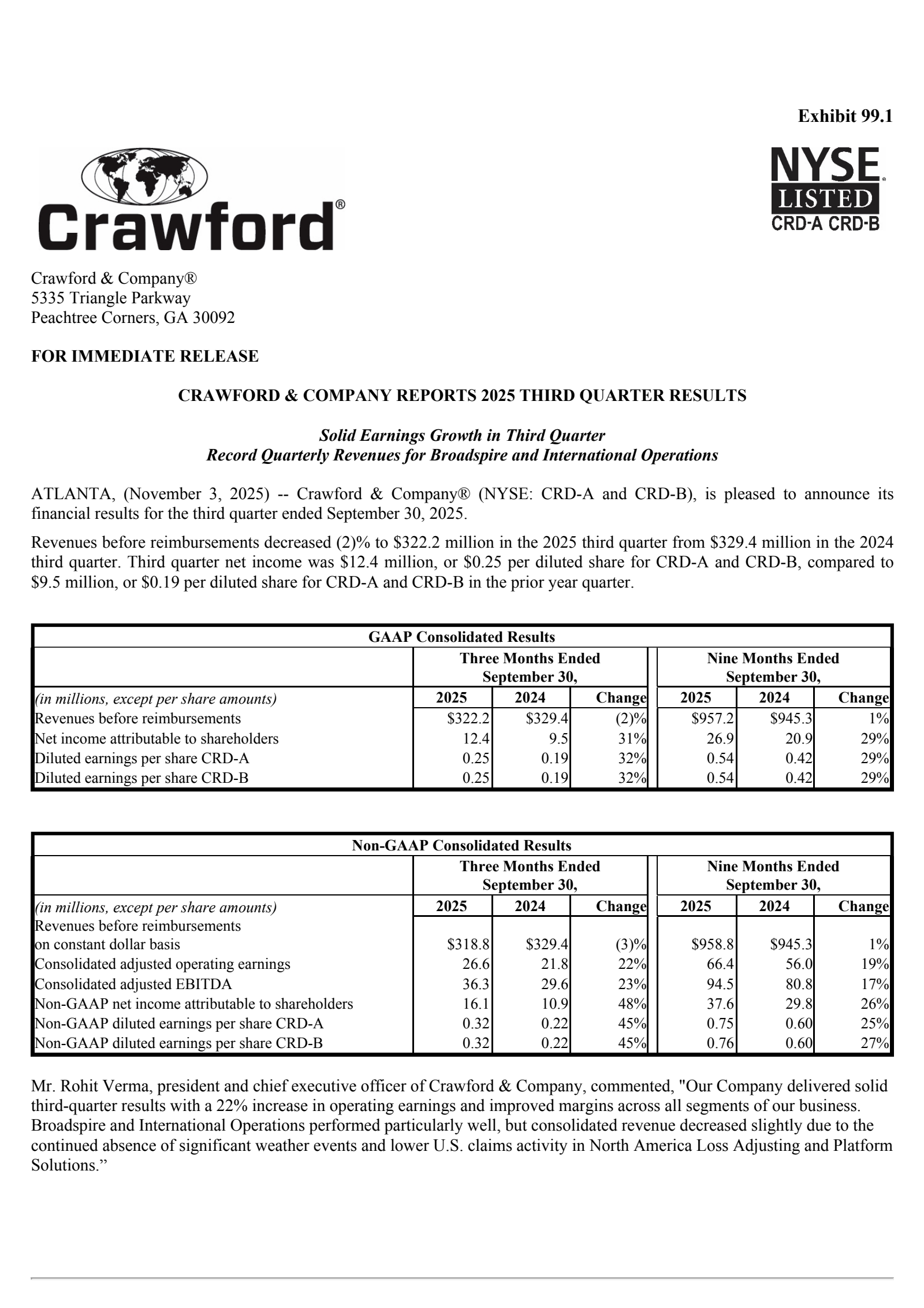 Crawford & Company's Q3 2025 Earnings Release