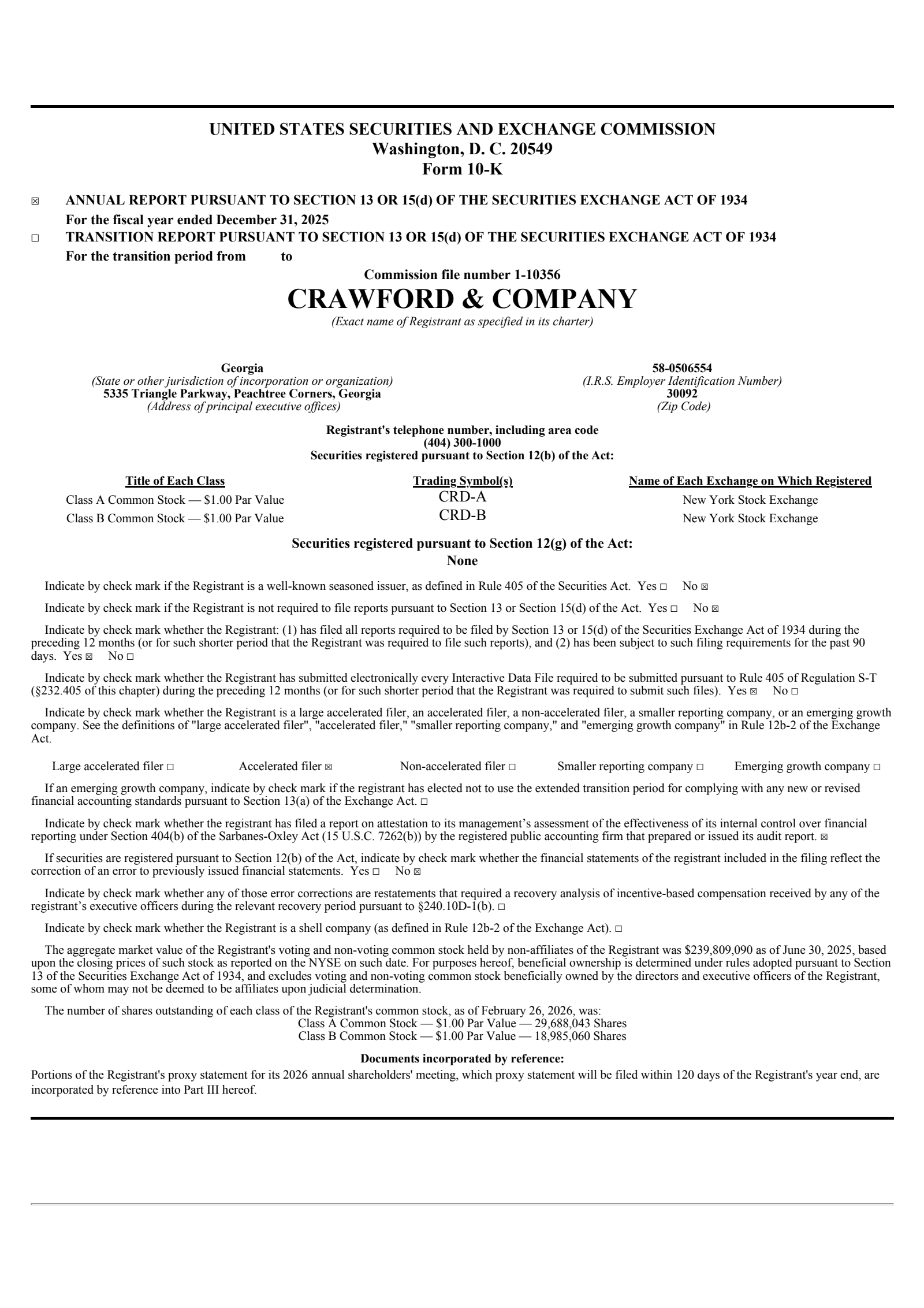Crawford & Company's Q4 2025 Annual report