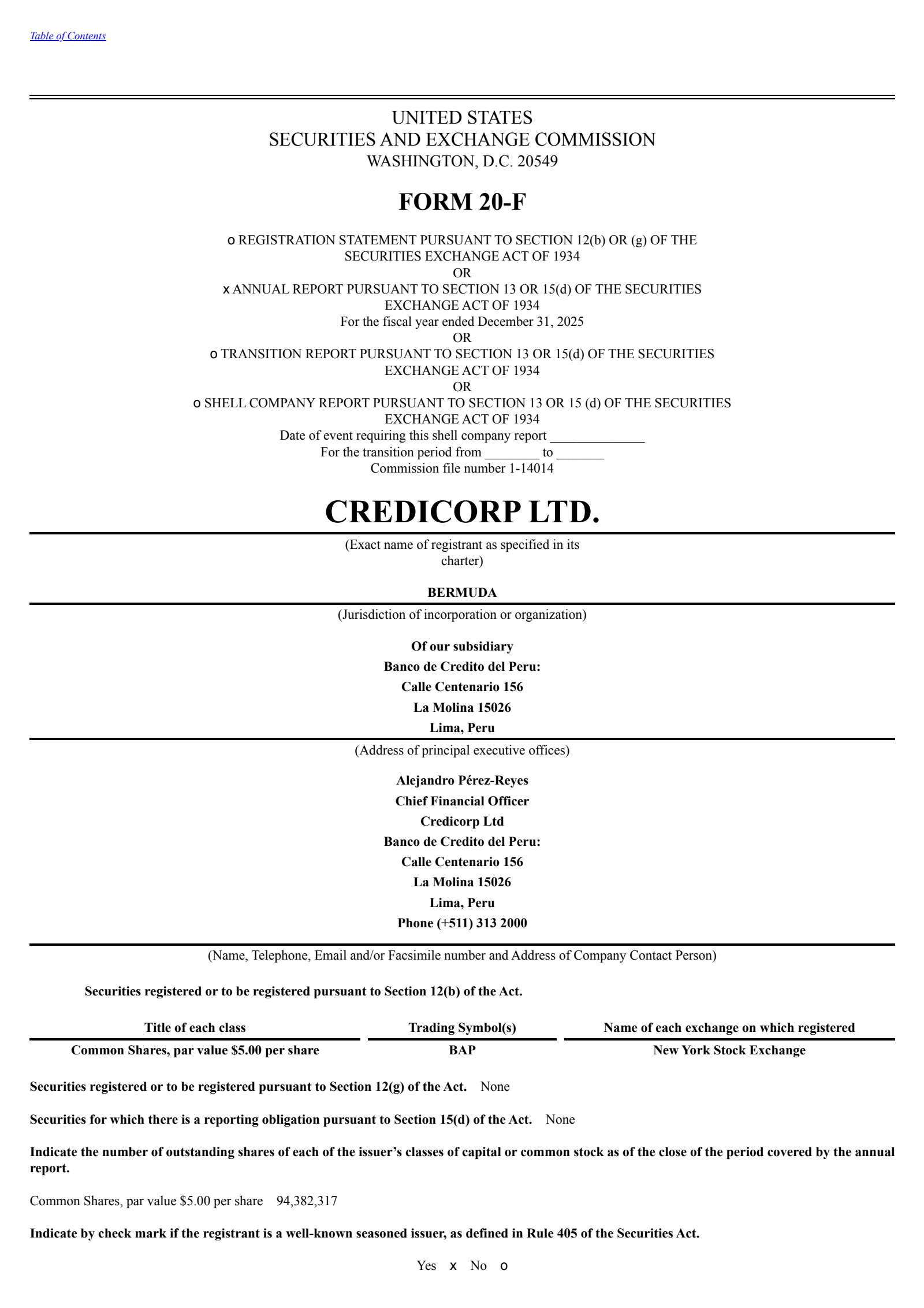 Credicorp's Q4 2025 Annual report
