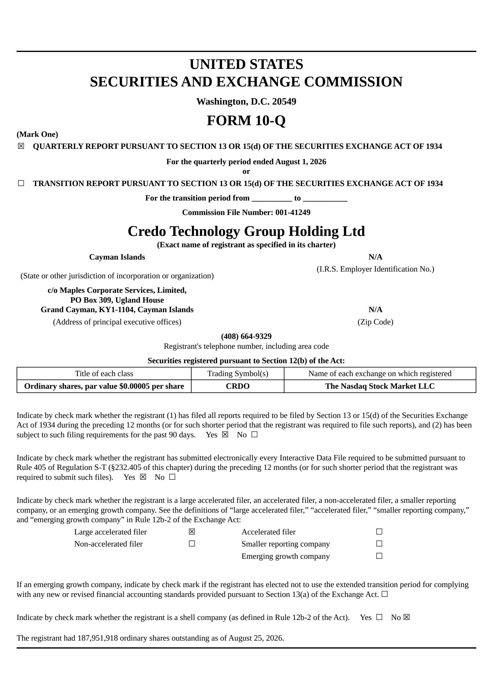 Credo Technology Group's Q1 2027 Quarterly report
