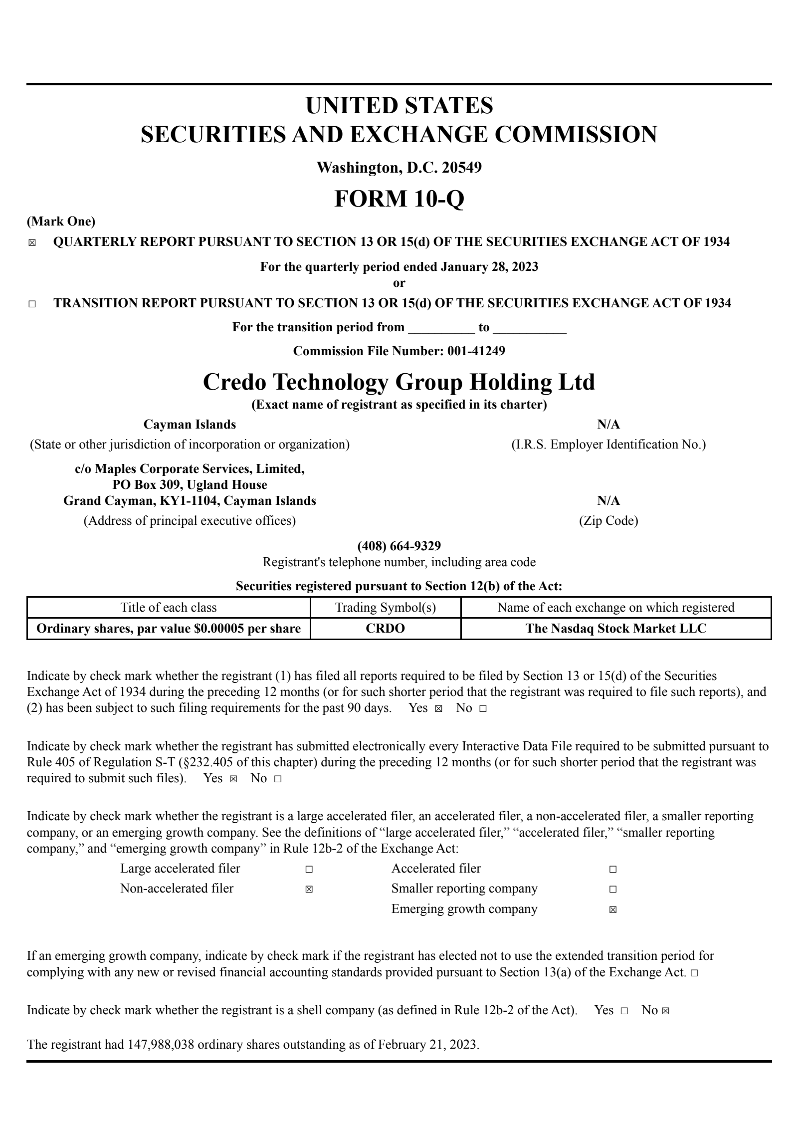 Credo Technology Group's Q3 2023 Quarterly report