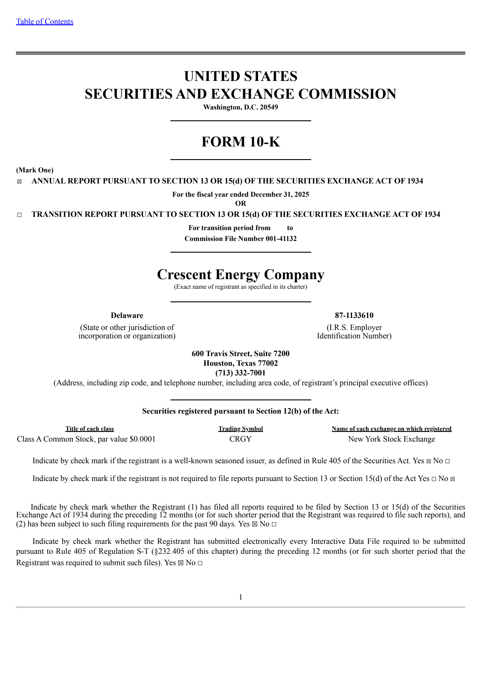 Crescent Energy's Q4 2025 Annual report