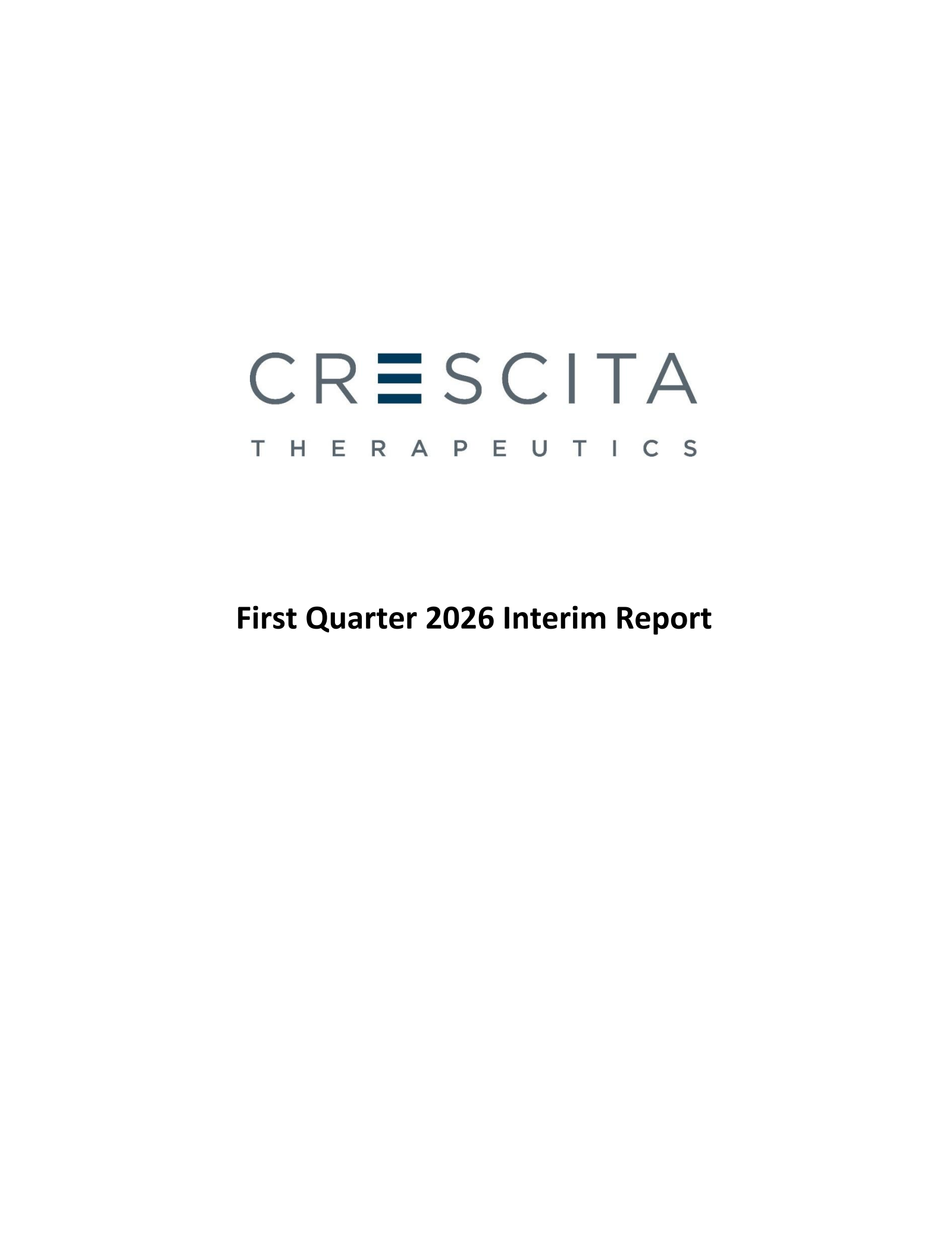 Crescita Therapeutics' Q1 2026 Interim report