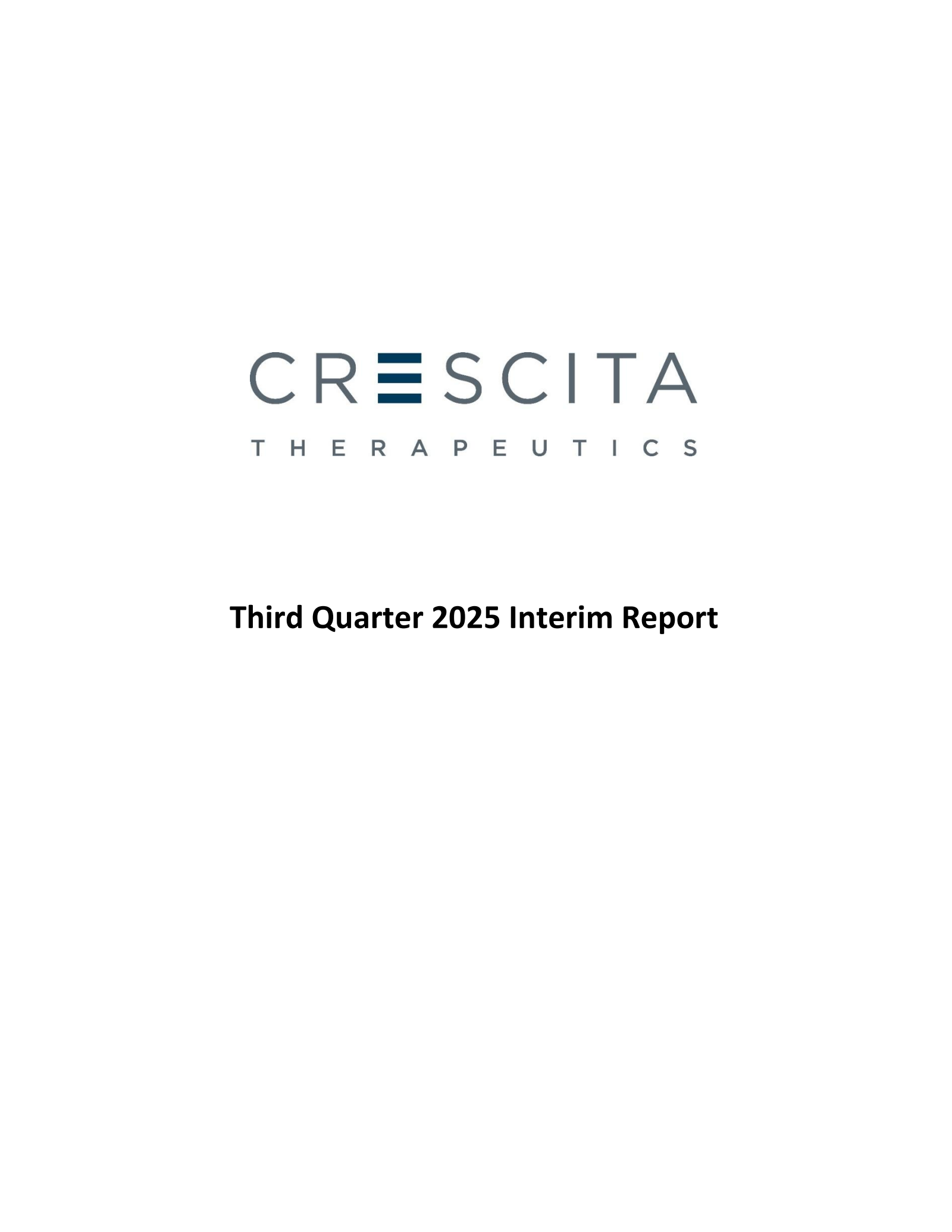 Crescita Therapeutics' Q3 2025 Interim report