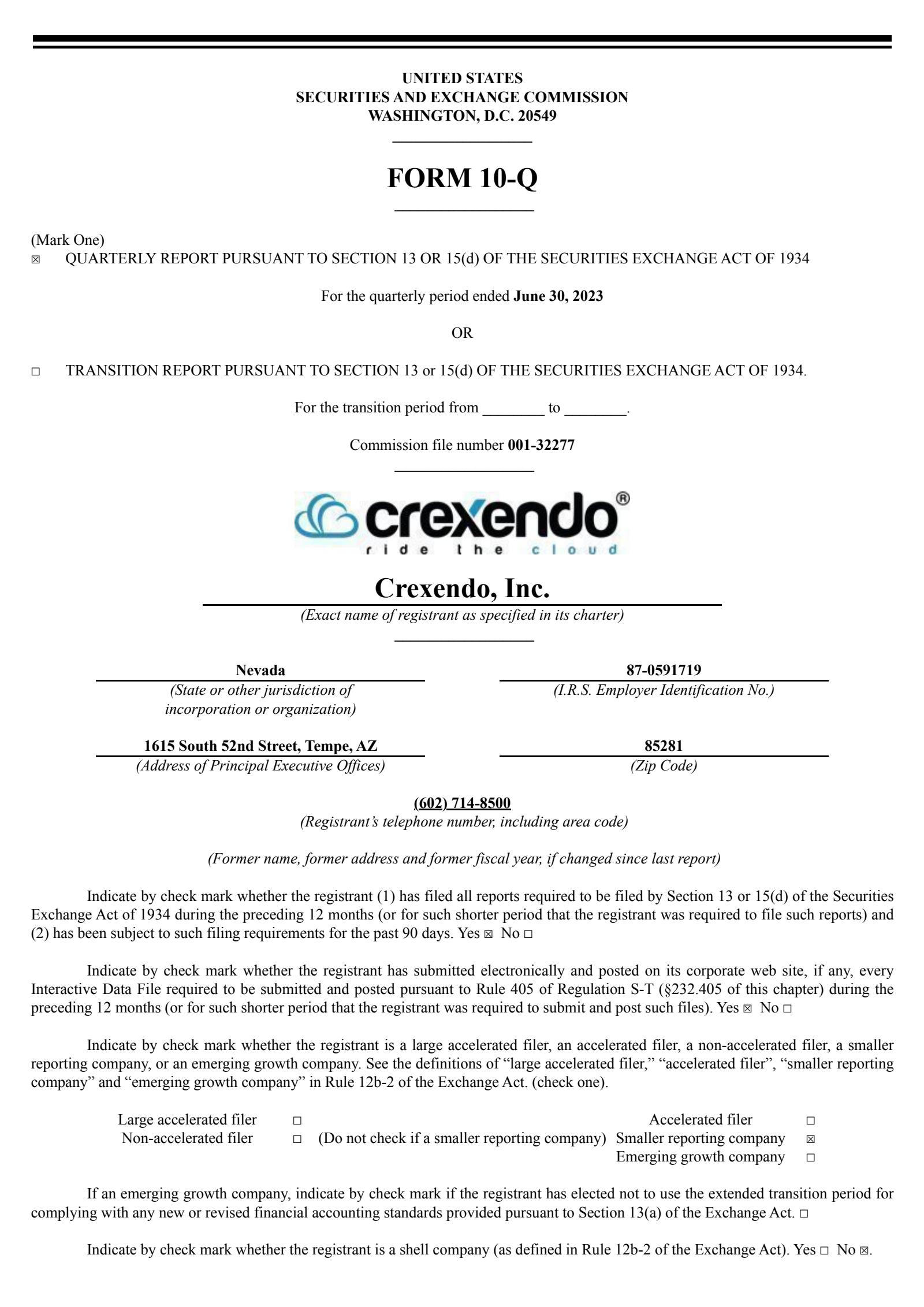 Crexendo's Q2 2023 Quarterly report