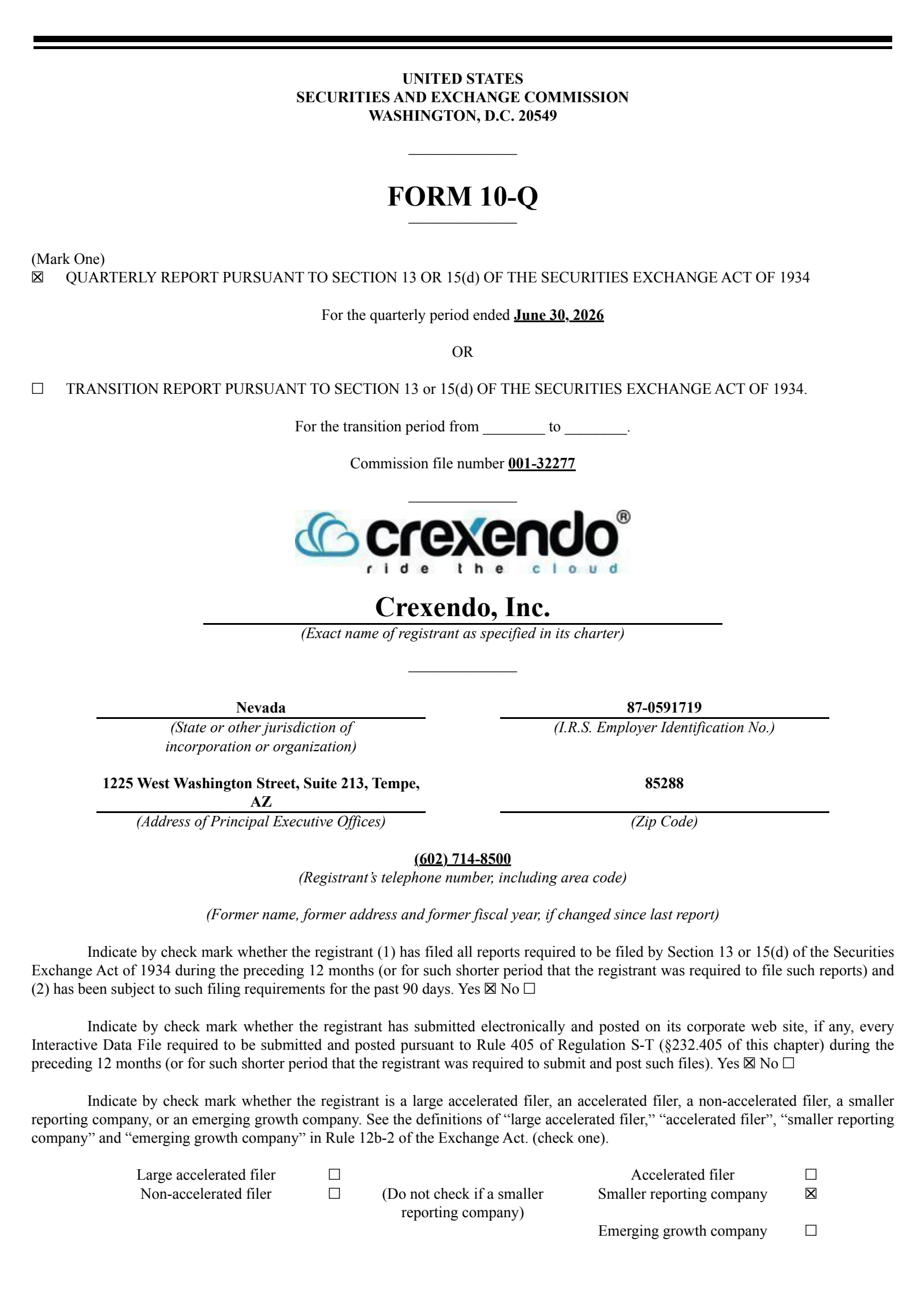 Crexendo's Q2 2026 Quarterly report