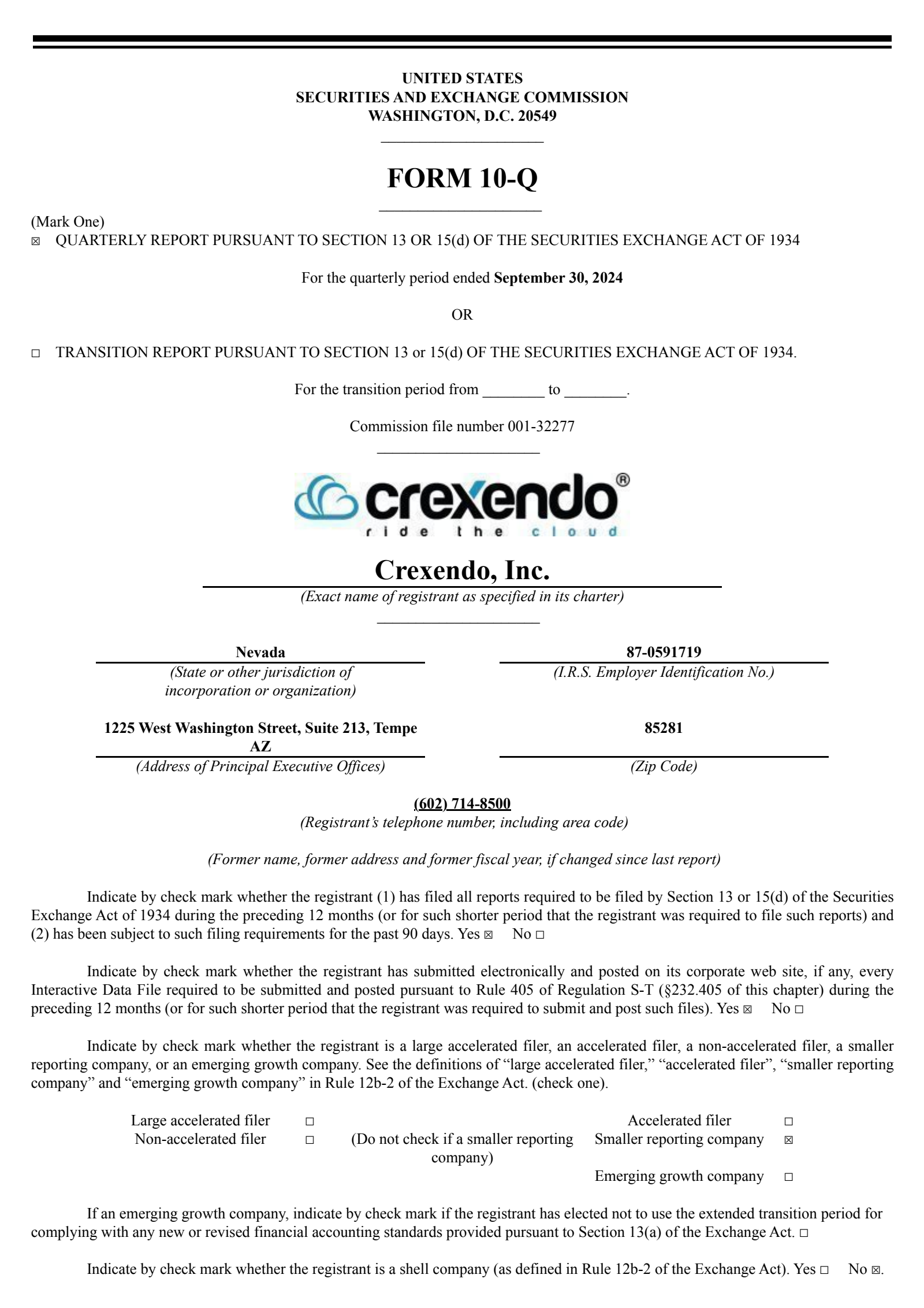 Crexendo's Q3 2024 Quarterly report