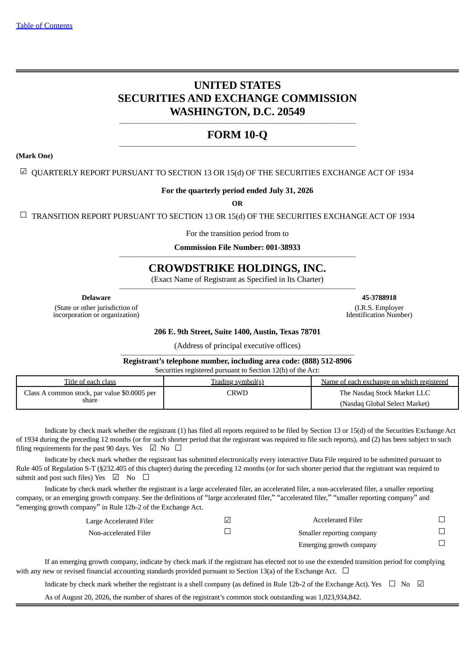 CrowdStrike's Q2 2027 Quarterly report
