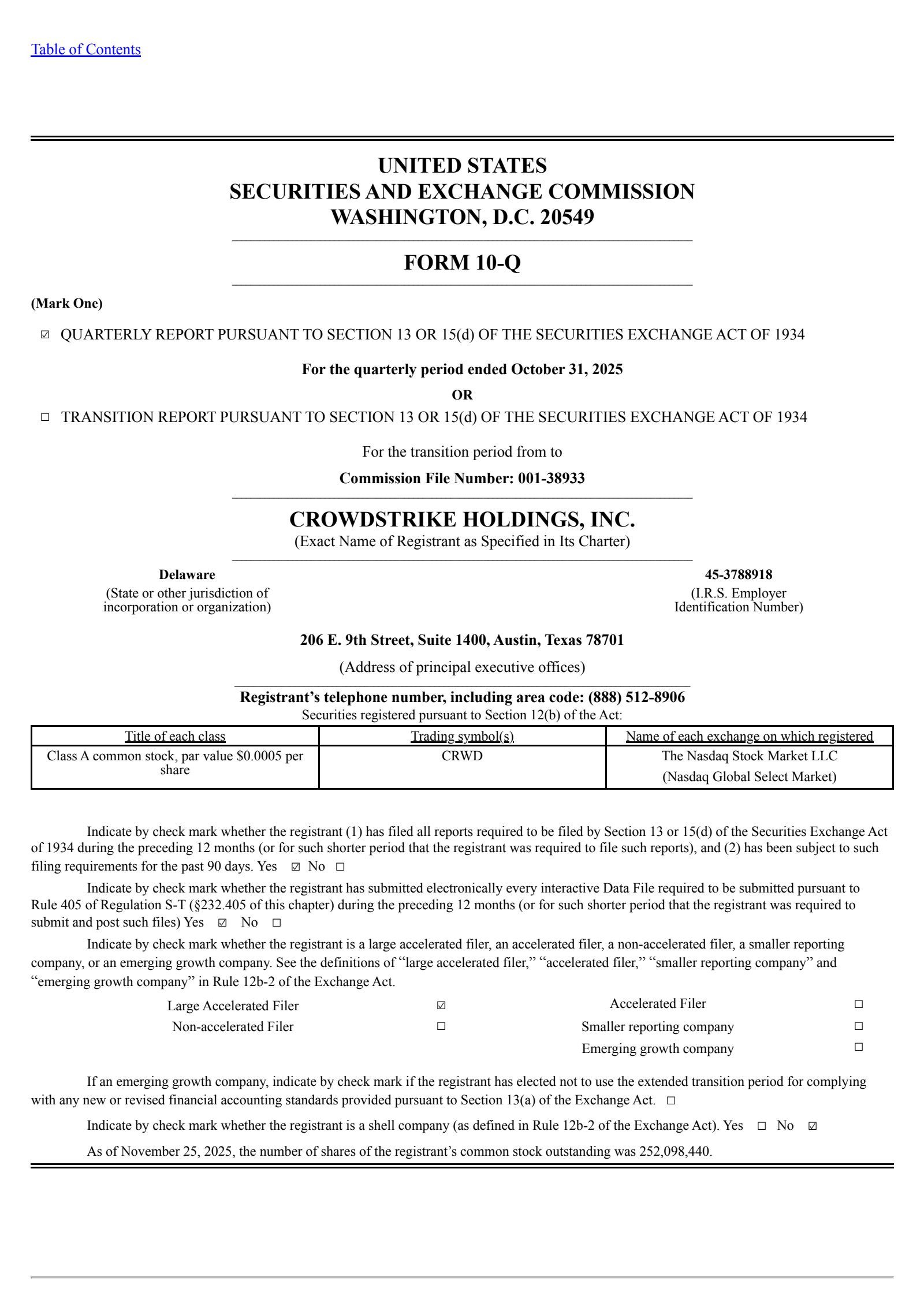 CrowdStrike's Q3 2026 Quarterly Report