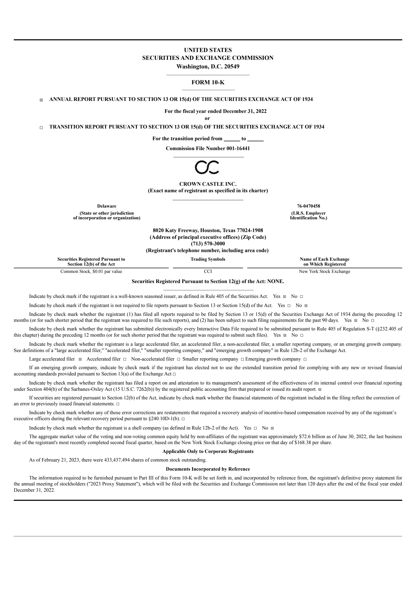 Crown Castle's Q4 2022 Annual report