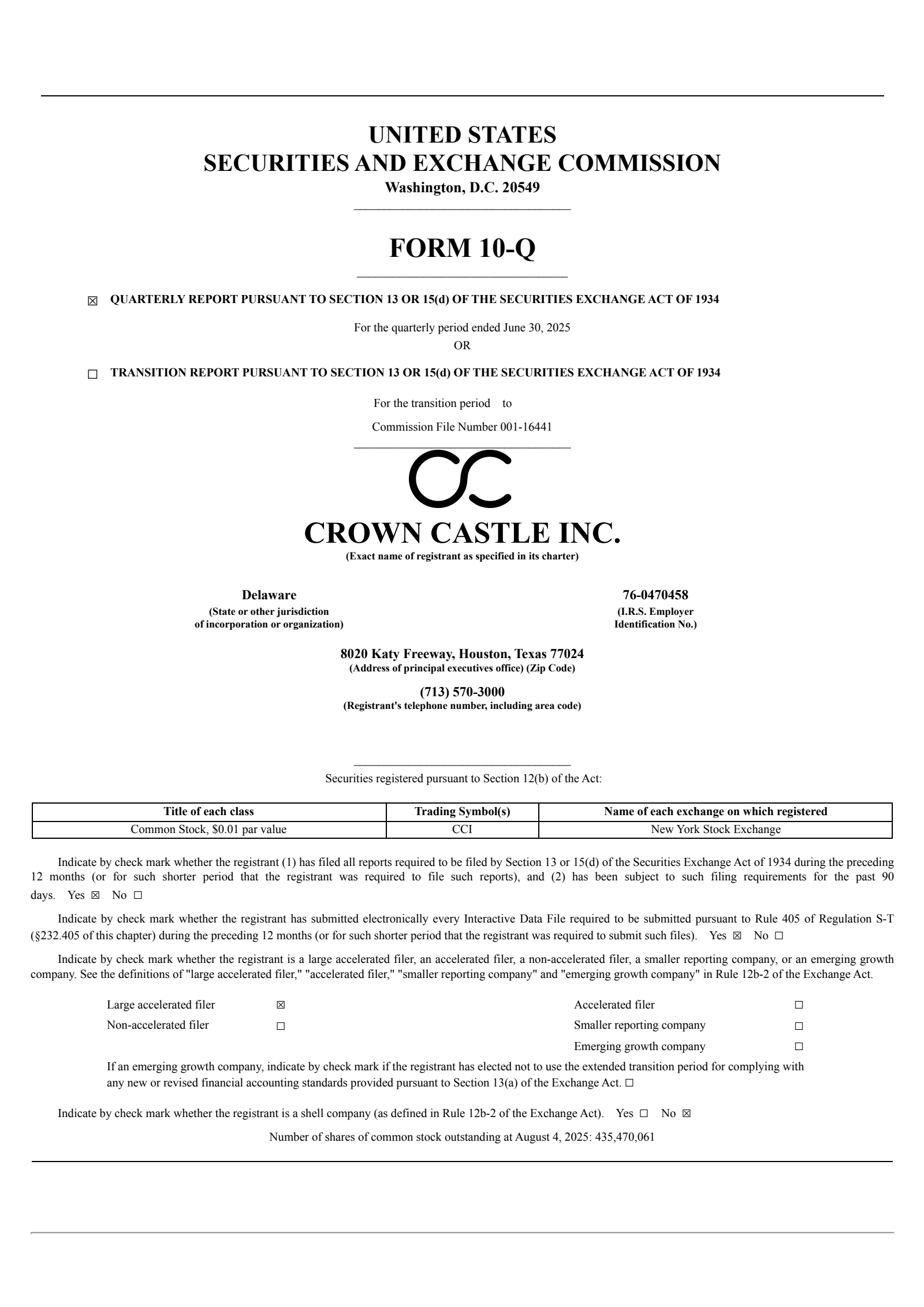 Crown Castle's Q2 2025 Quarterly report