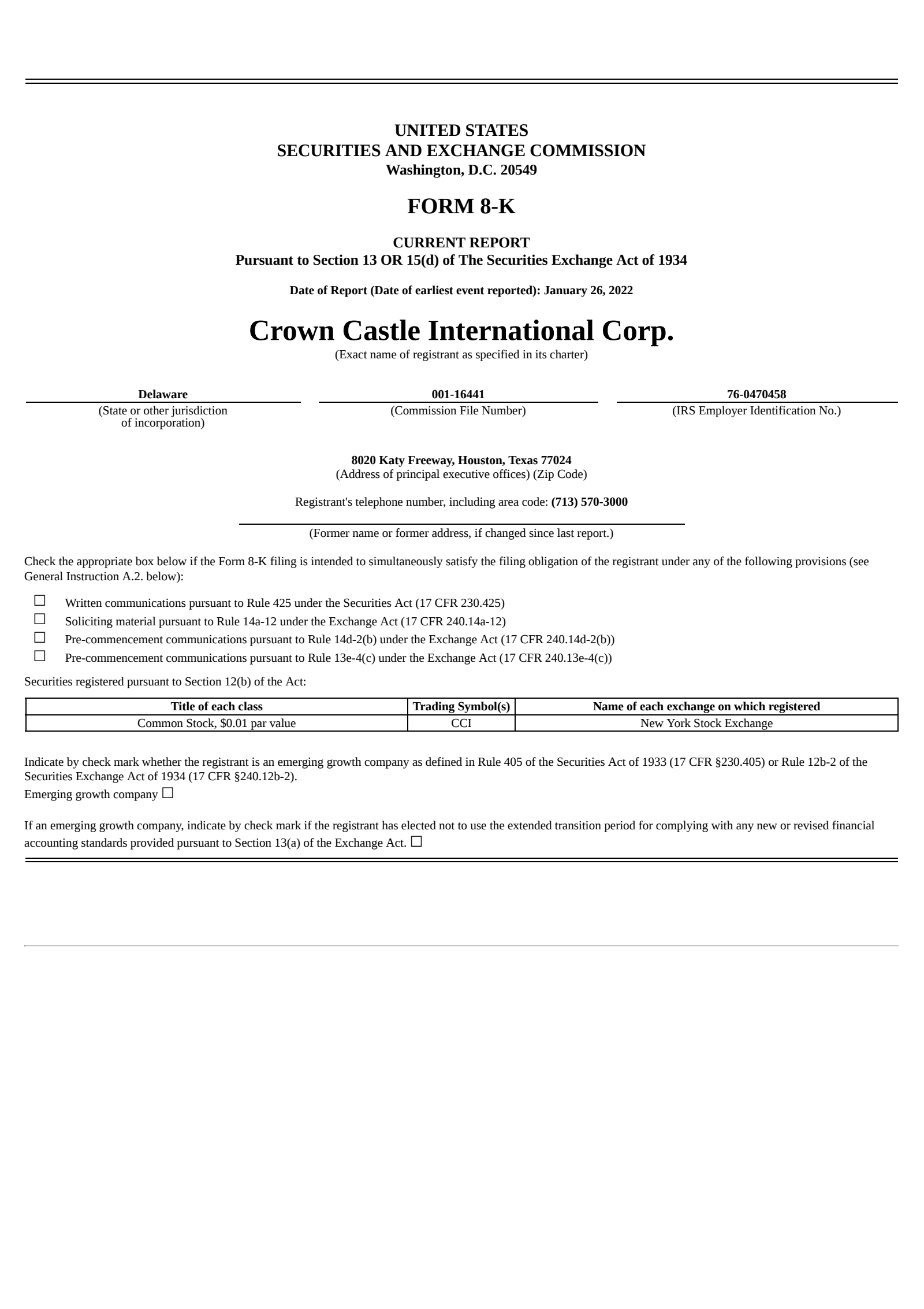 Crown Castle's Q4 2021 Earnings Release