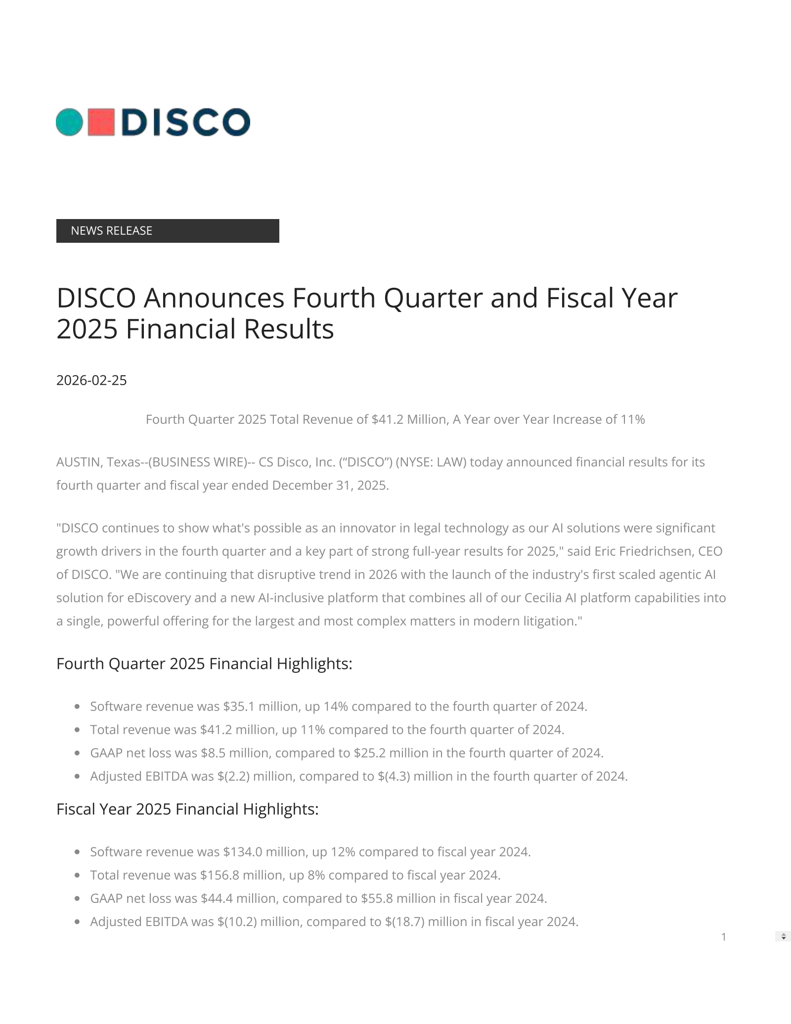 LAW Q4 2025 Earnings Report on 2/25/2026