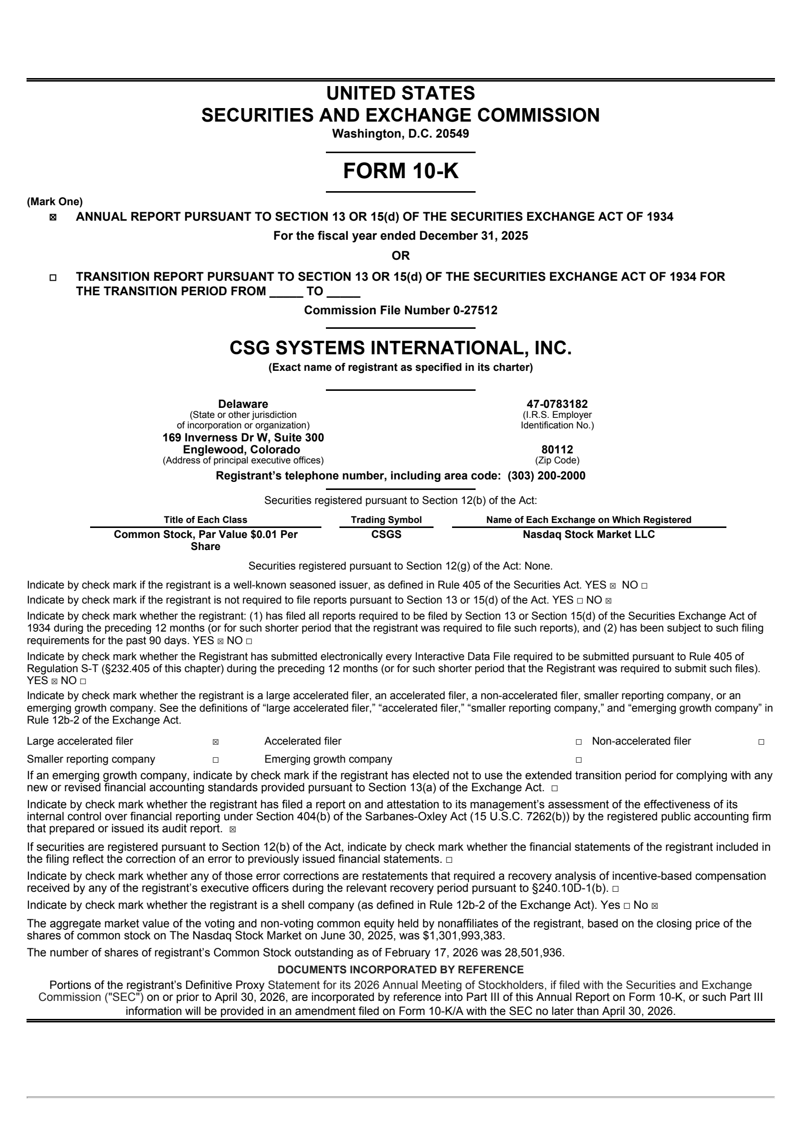 CSG Systems International's Q4 2025 Annual report