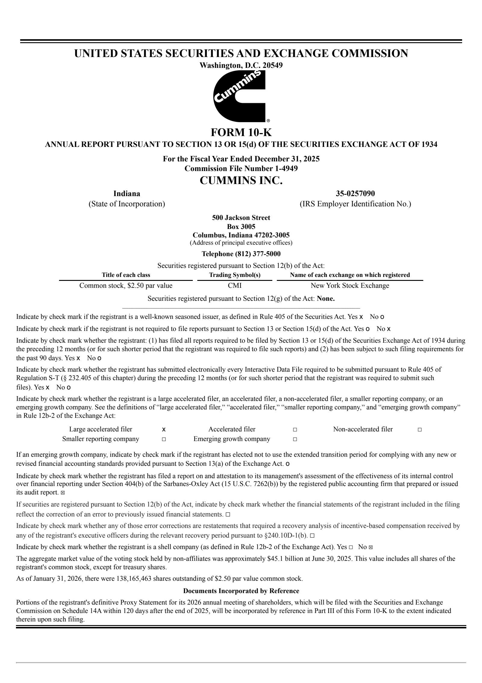 Cummins' Q4 2025 Annual report