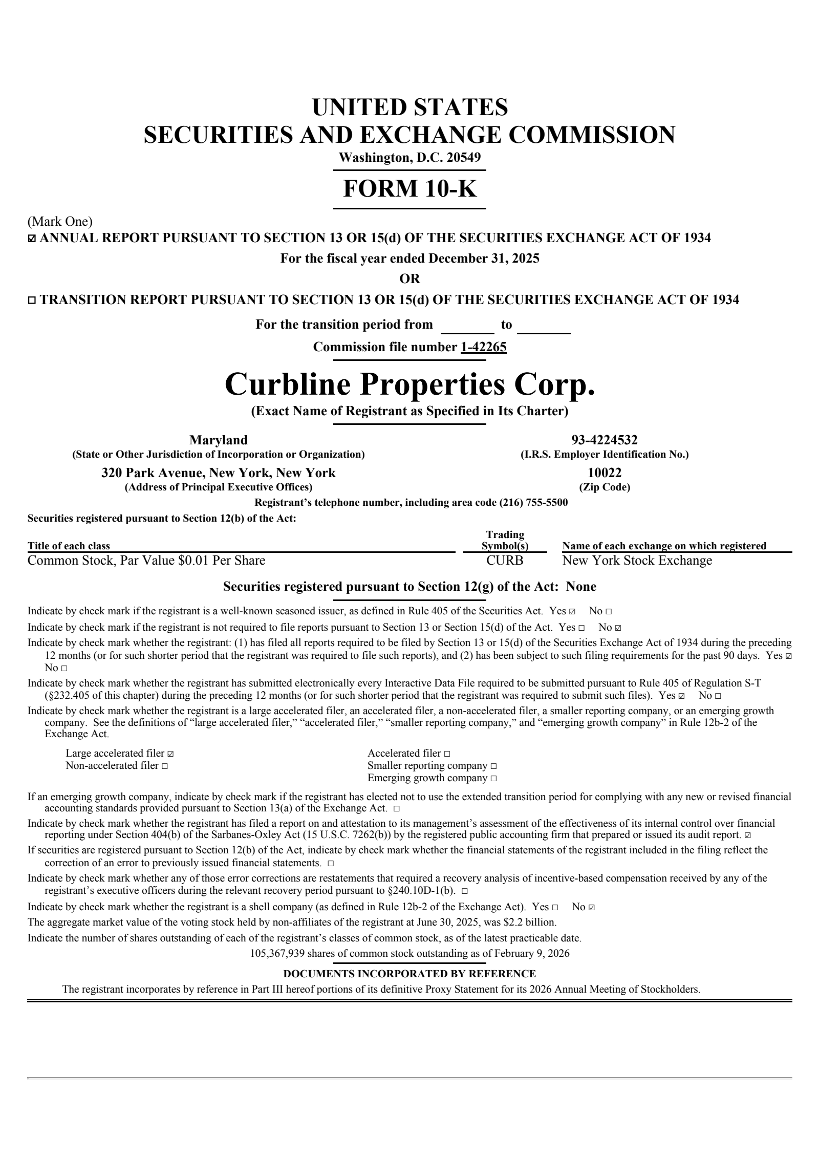 Curbline Properties' Q4 2025 Annual report