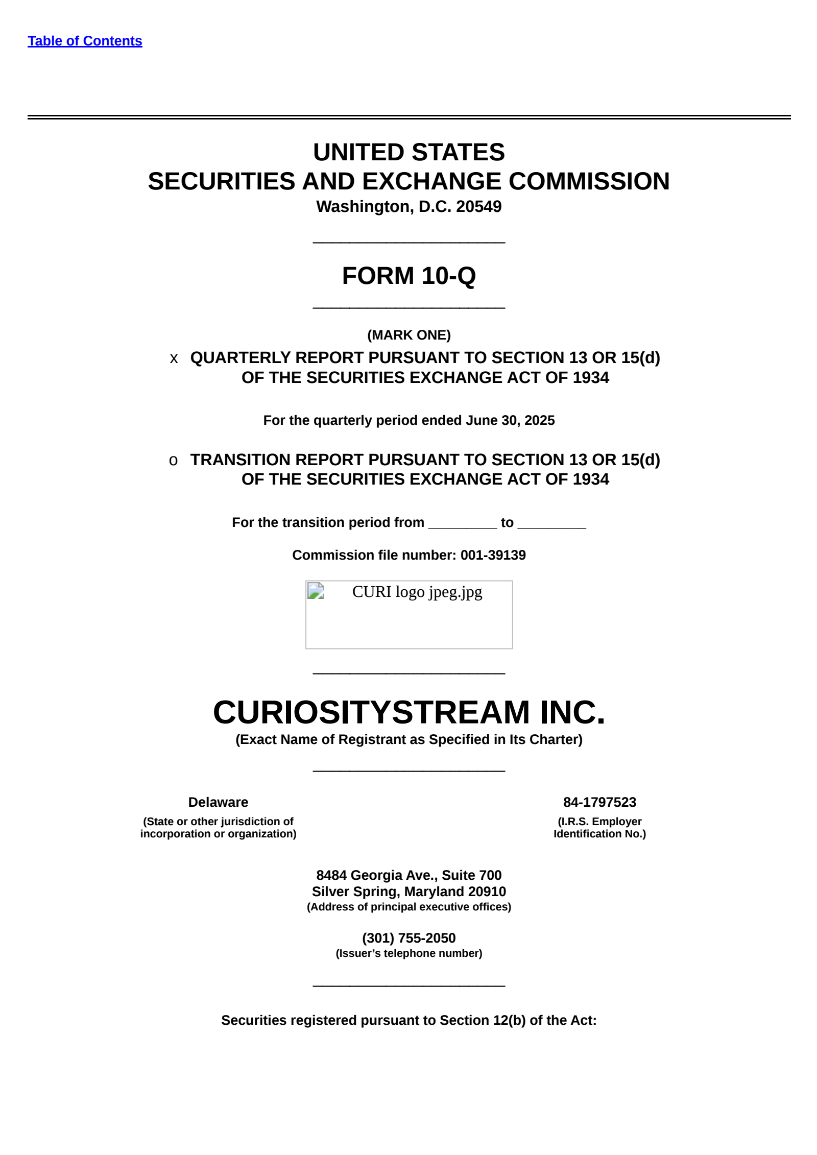 CuriosityStream's Q2 2025 Quarterly report