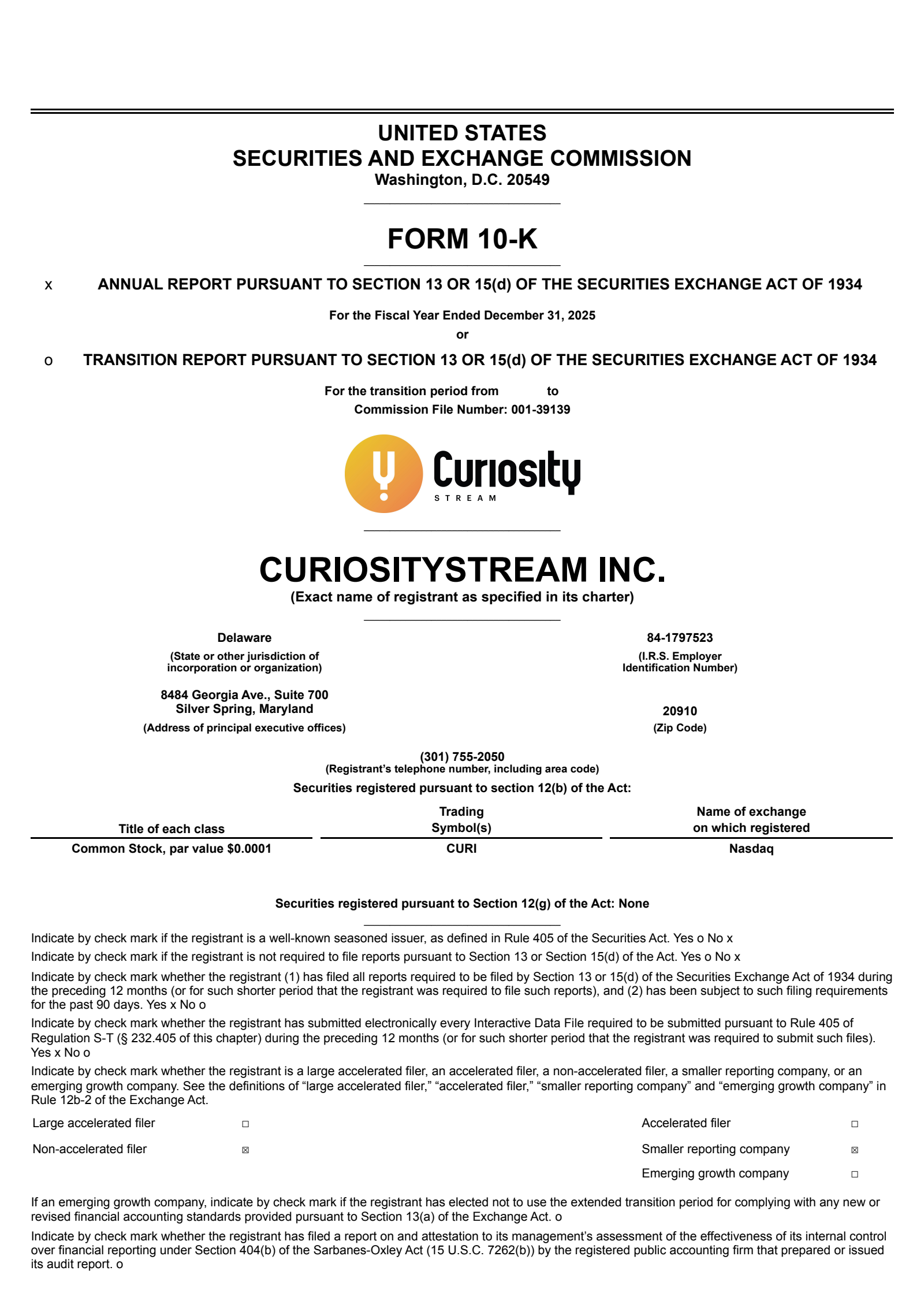 CuriosityStream's Q4 2025 Annual report