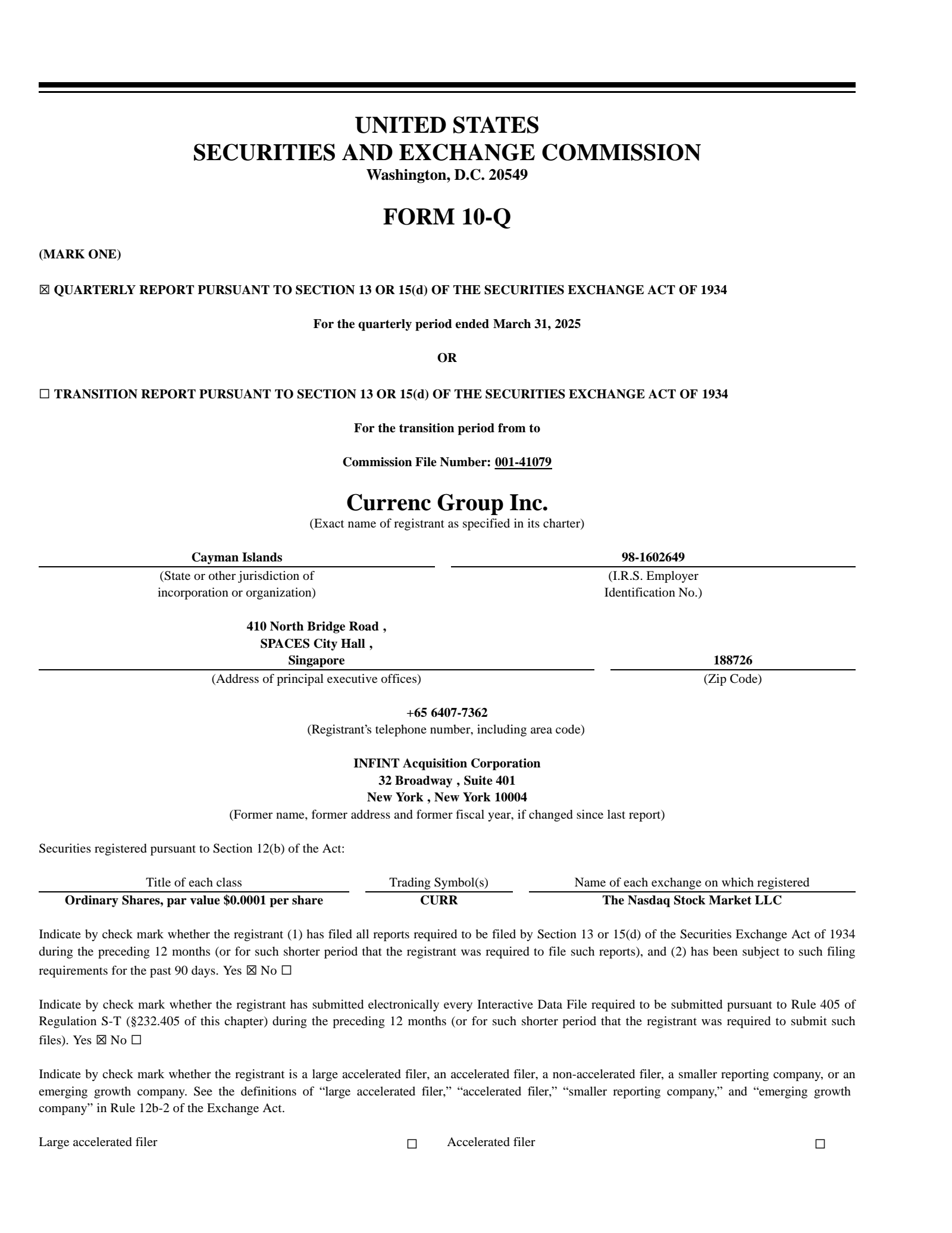 Currenc Group's Q1 2025 Press Release