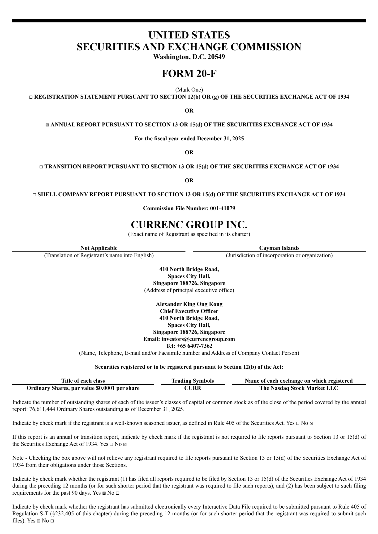 Currenc Group's Q4 2025 Annual report