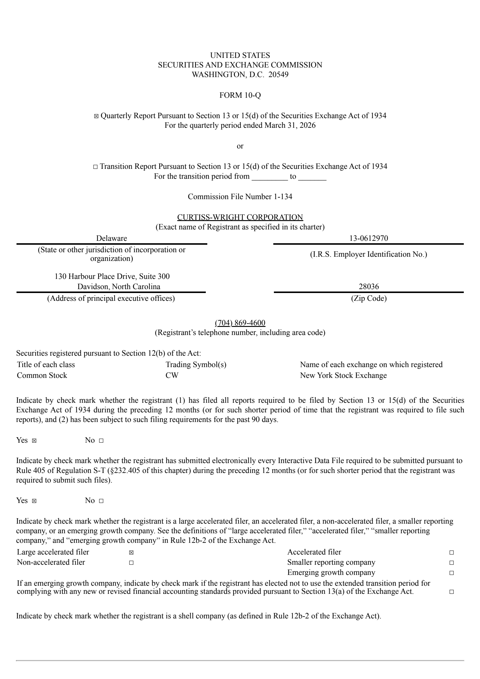 Curtiss-Wright's Q1 2026 Quarterly report