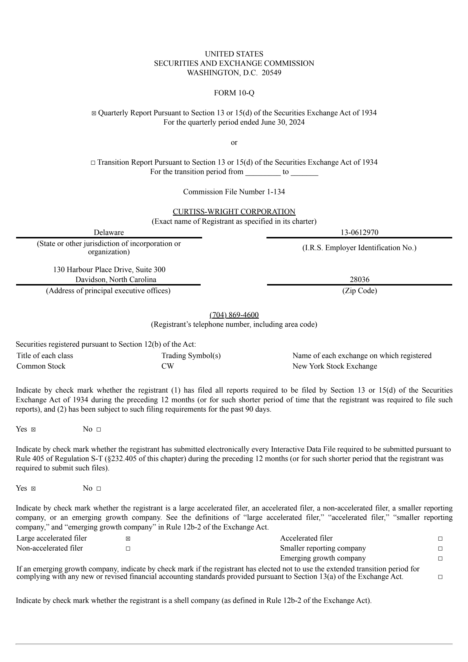 Curtiss-Wright's Q2 2024 Quarterly report