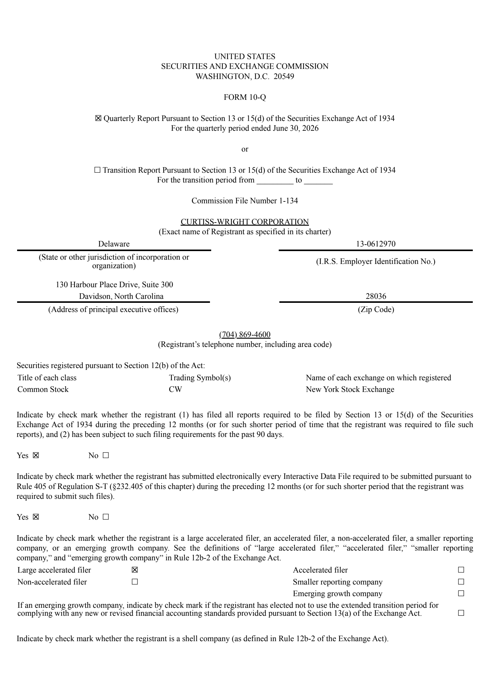 Curtiss-Wright's Q2 2026 Quarterly report