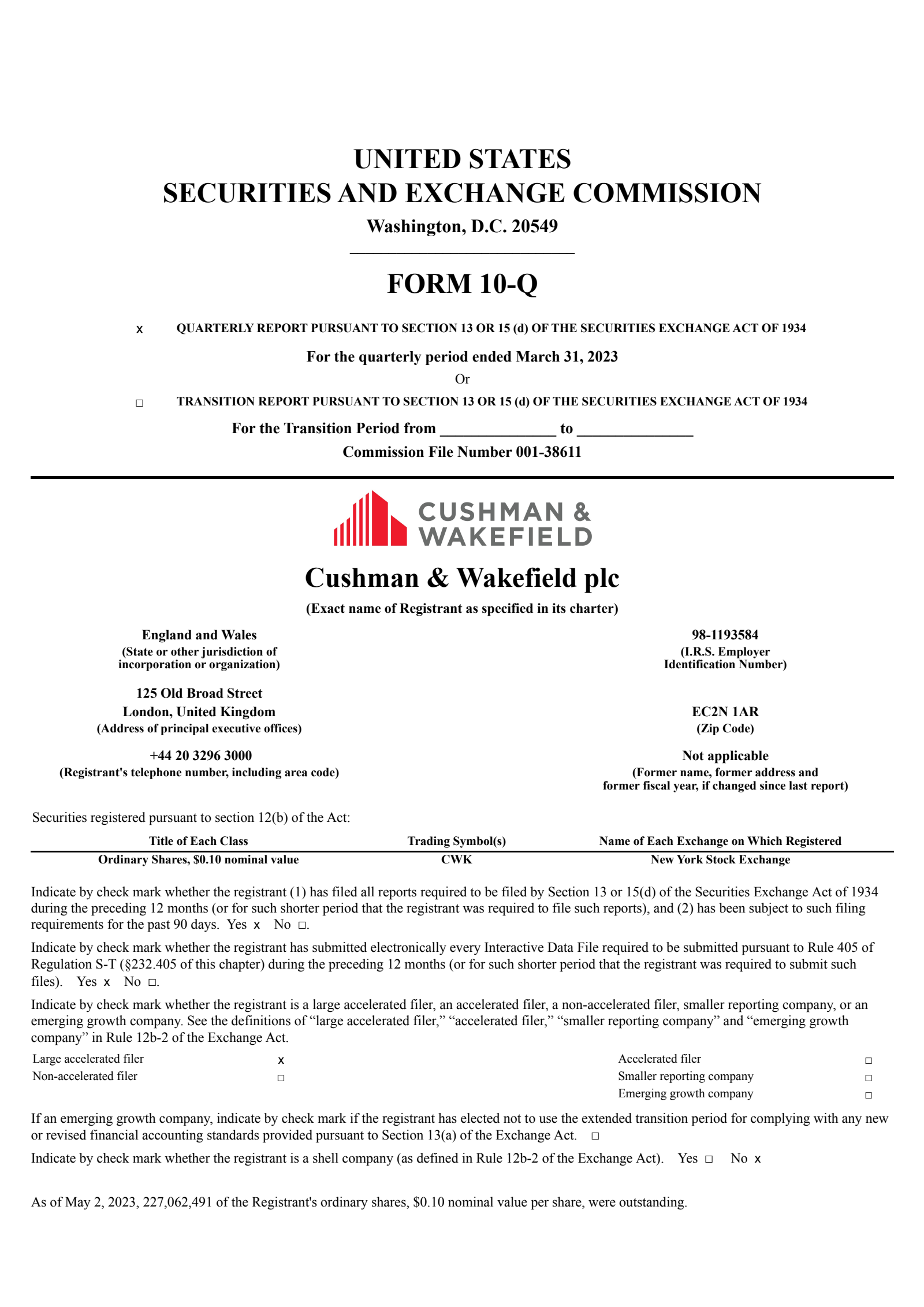 Cushman & Wakefield's Q1 2023 Quarterly report